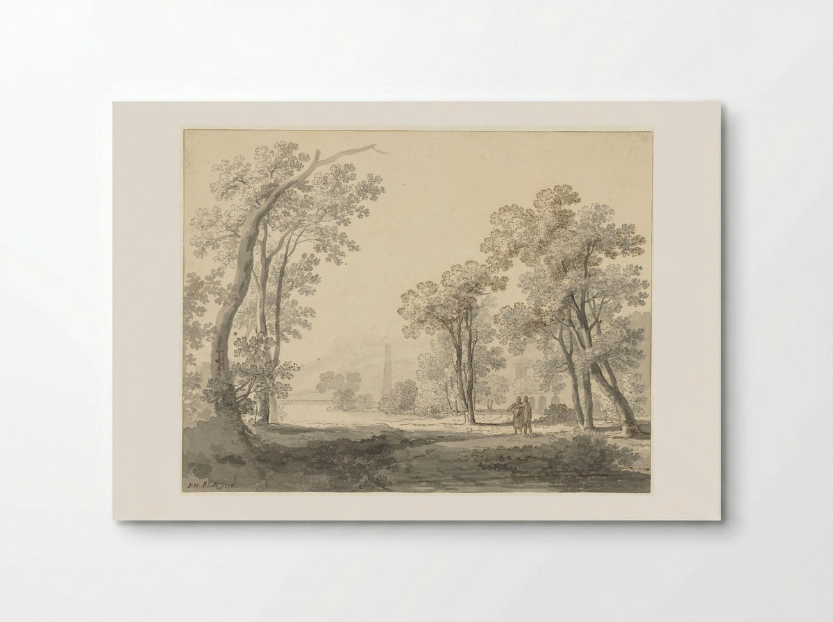 Landschap met rechts twee figuren - Johann Heinrich Müntz - Poster