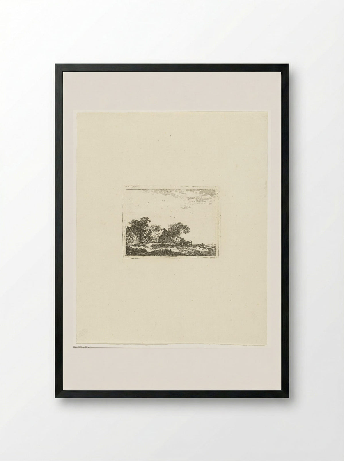 Landschap met reiskoets en passagiers - Hermanus van Brussel - Framed Print Black