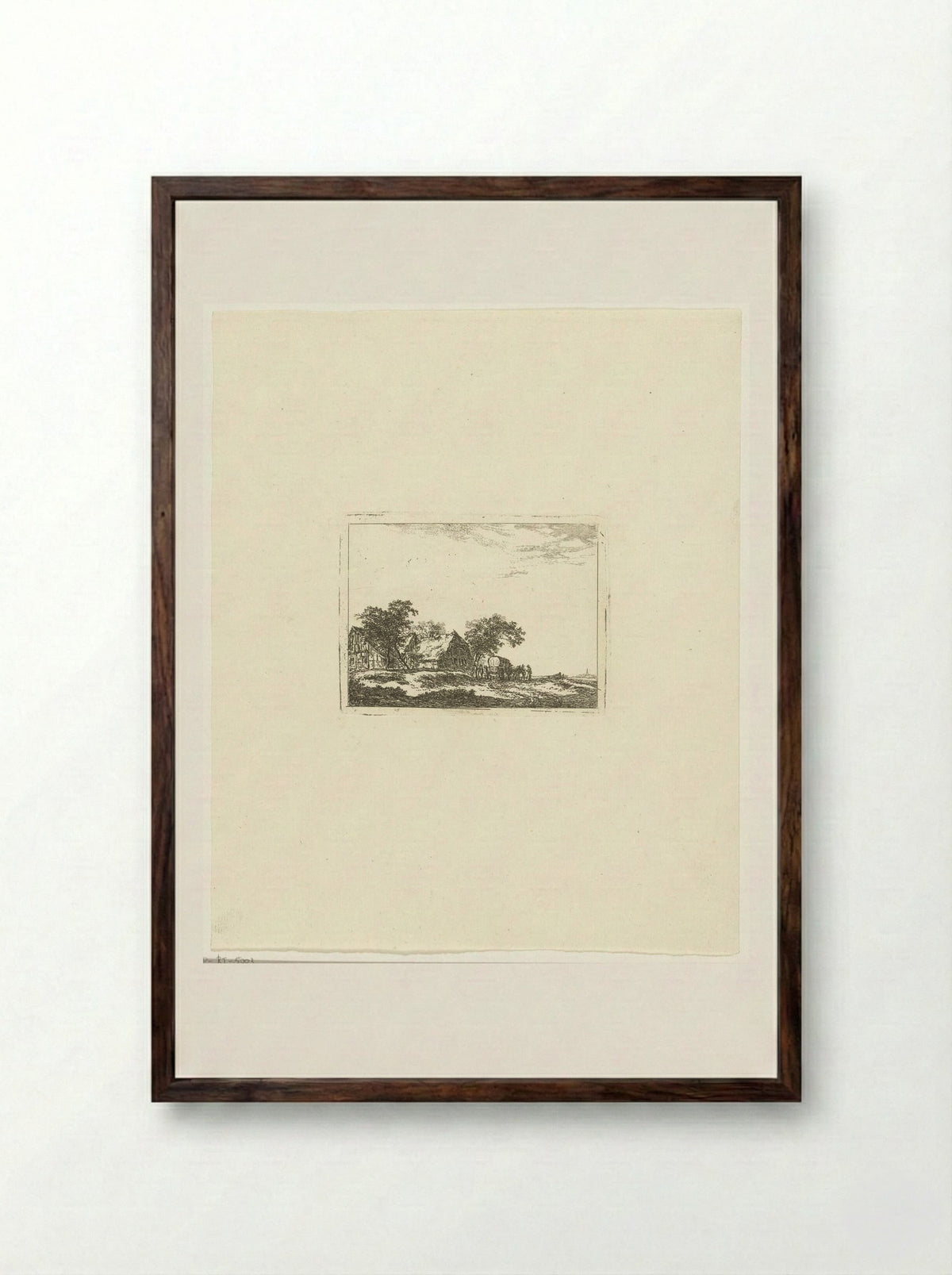 Landschap met reiskoets en passagiers - Hermanus van Brussel - Framed Print Dark Wood