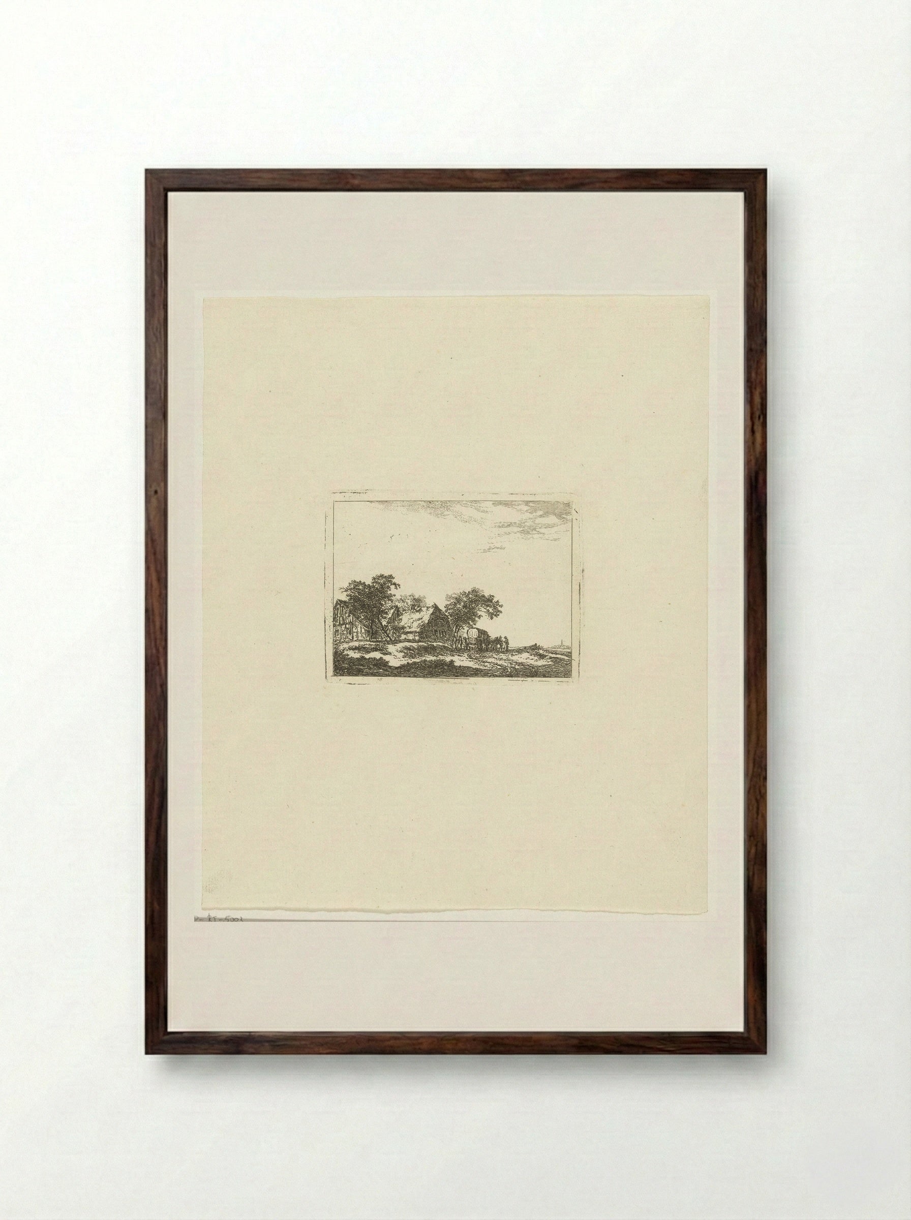 Landschap met reiskoets en passagiers - Hermanus van Brussel - Framed Print Dark Wood