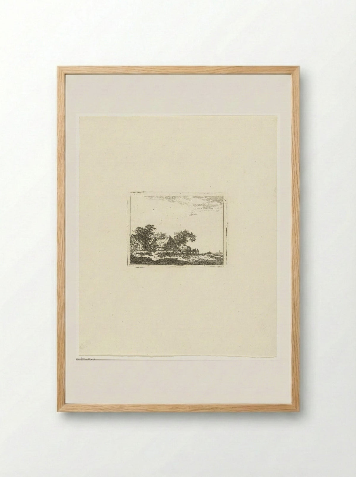 Landschap met reiskoets en passagiers - Hermanus van Brussel - Framed Print Wood