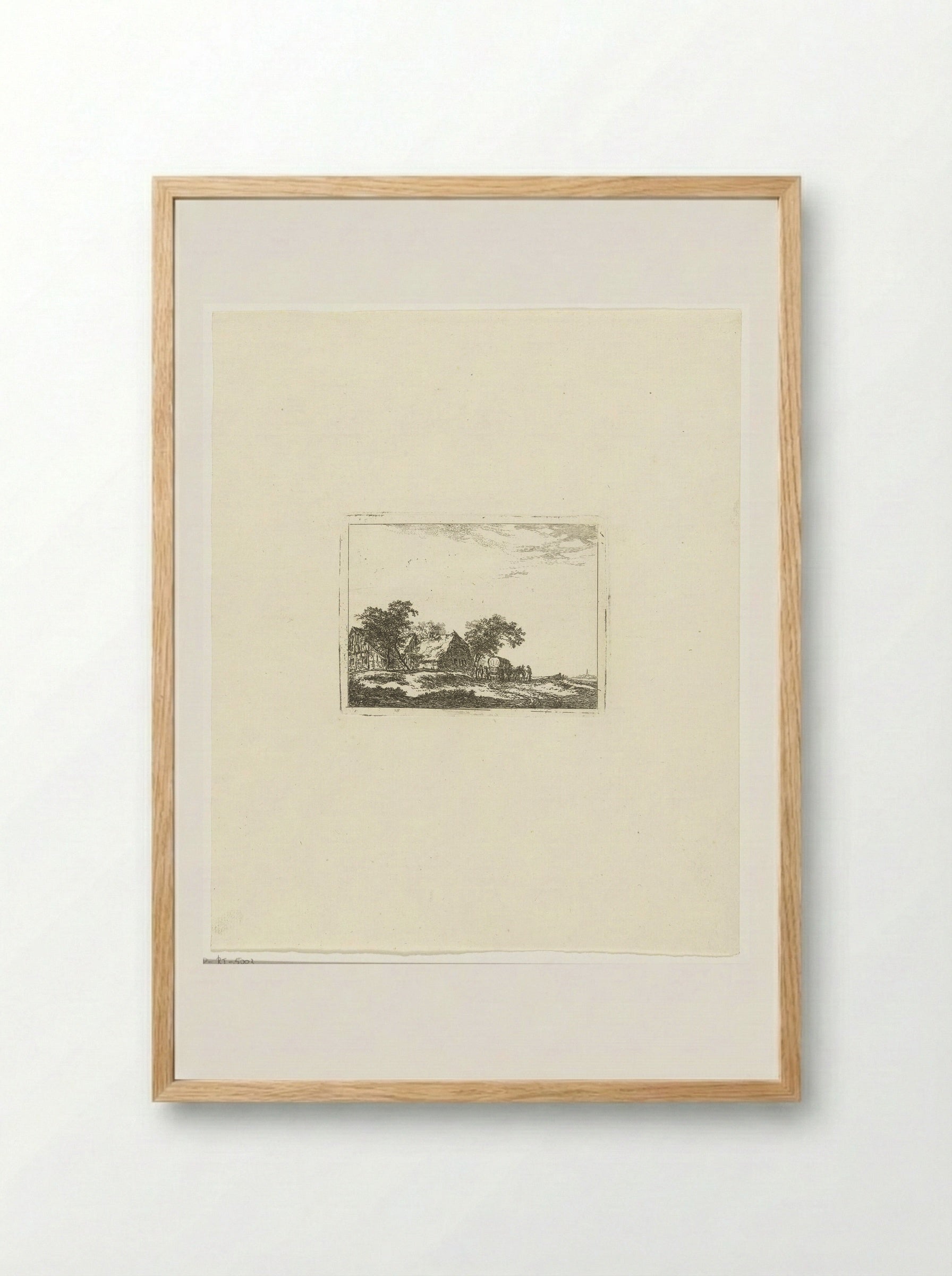 Landschap met reiskoets en passagiers - Hermanus van Brussel - Framed Print Wood
