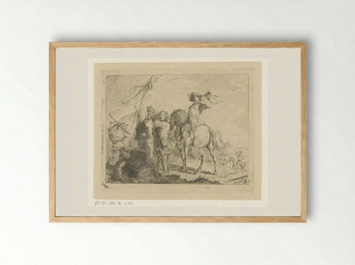 Landschap met reizigers en ruiters - Jan Karel Jacob de Jonge - Framed Print Wood