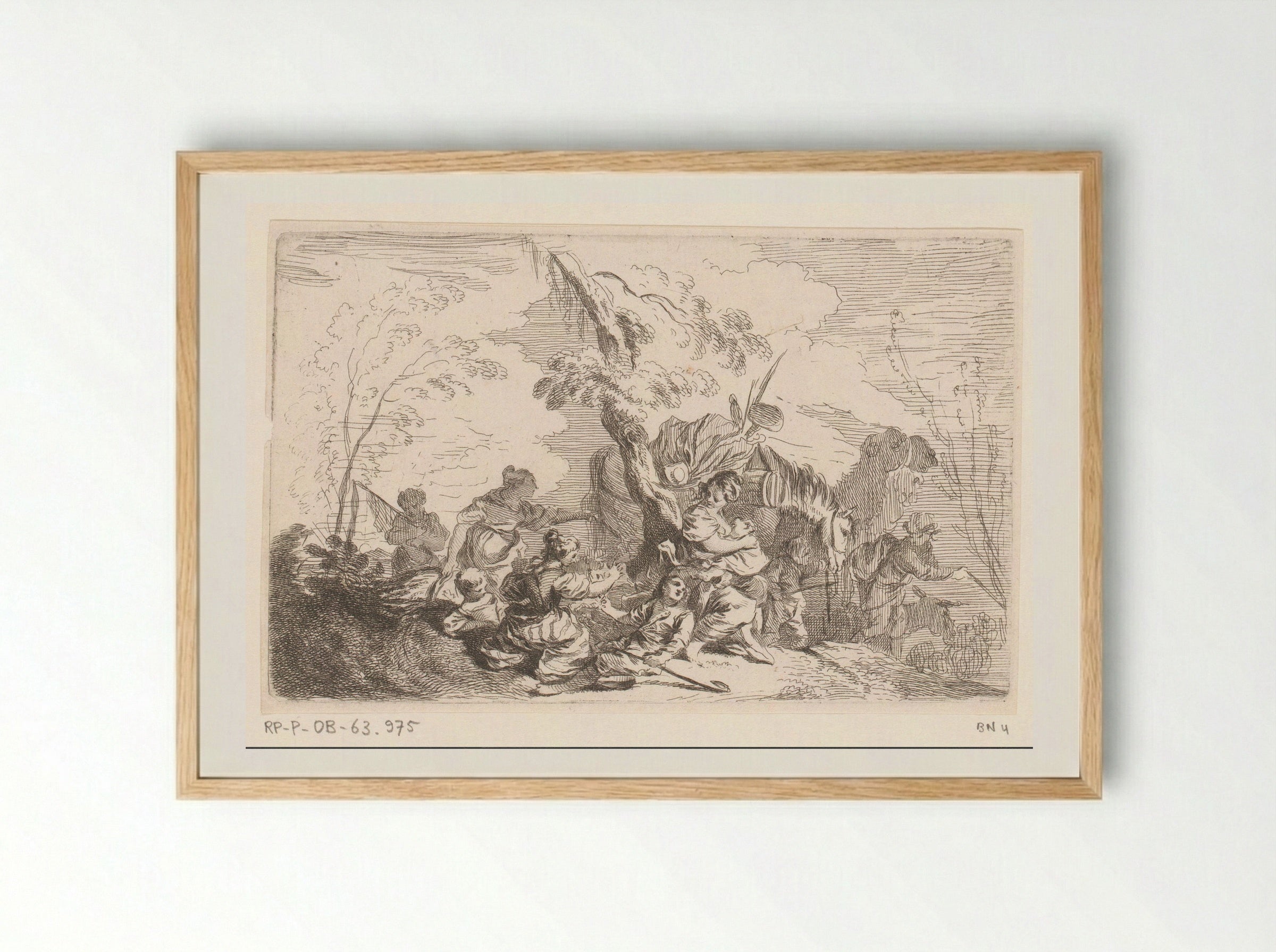 Landschap met reizigers - Jacques-Philippe Le Bas - Framed Print Wood
