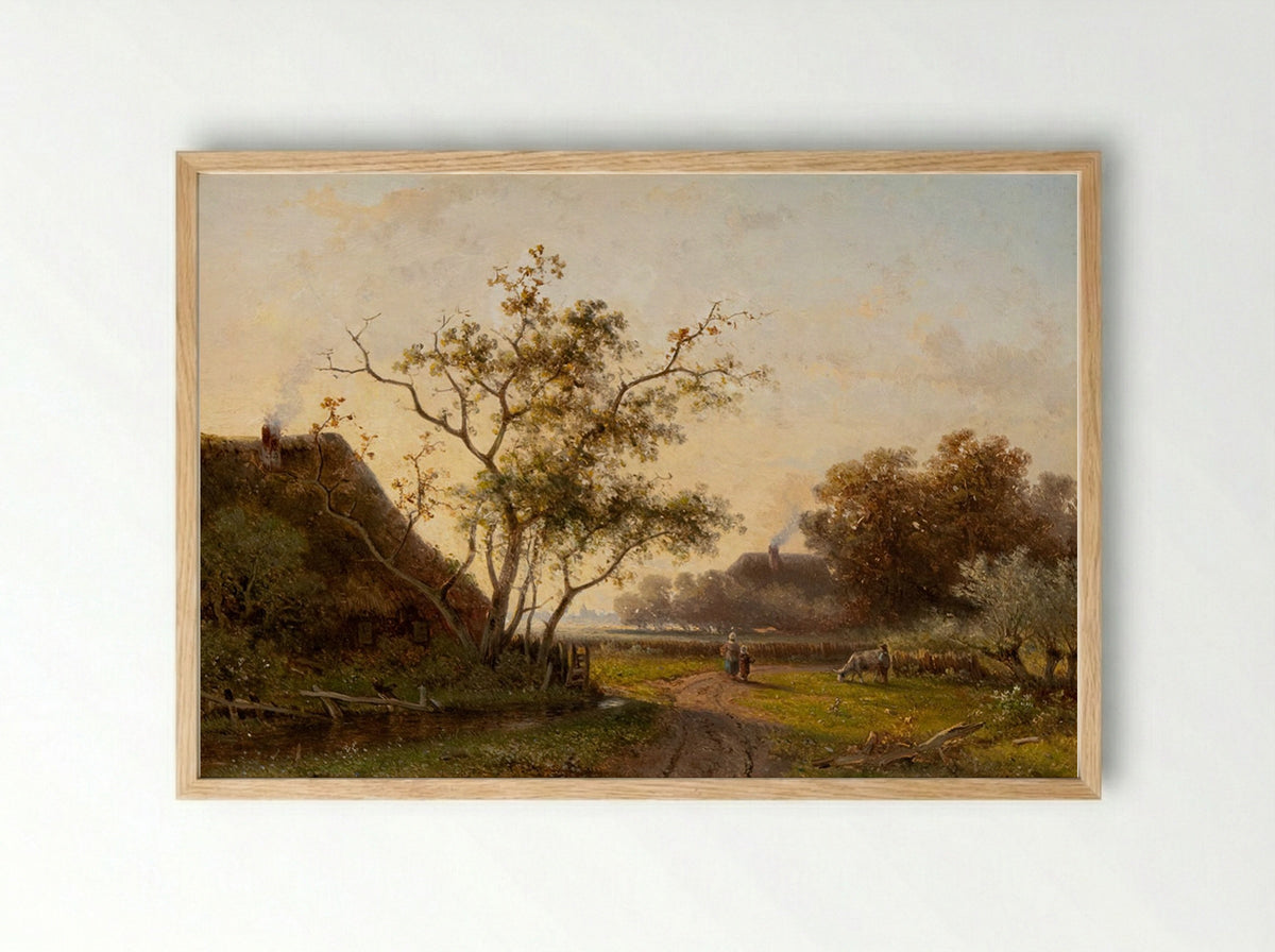 Landschap met rivier en koeien - Jan Vrolijk - Framed Print Wood