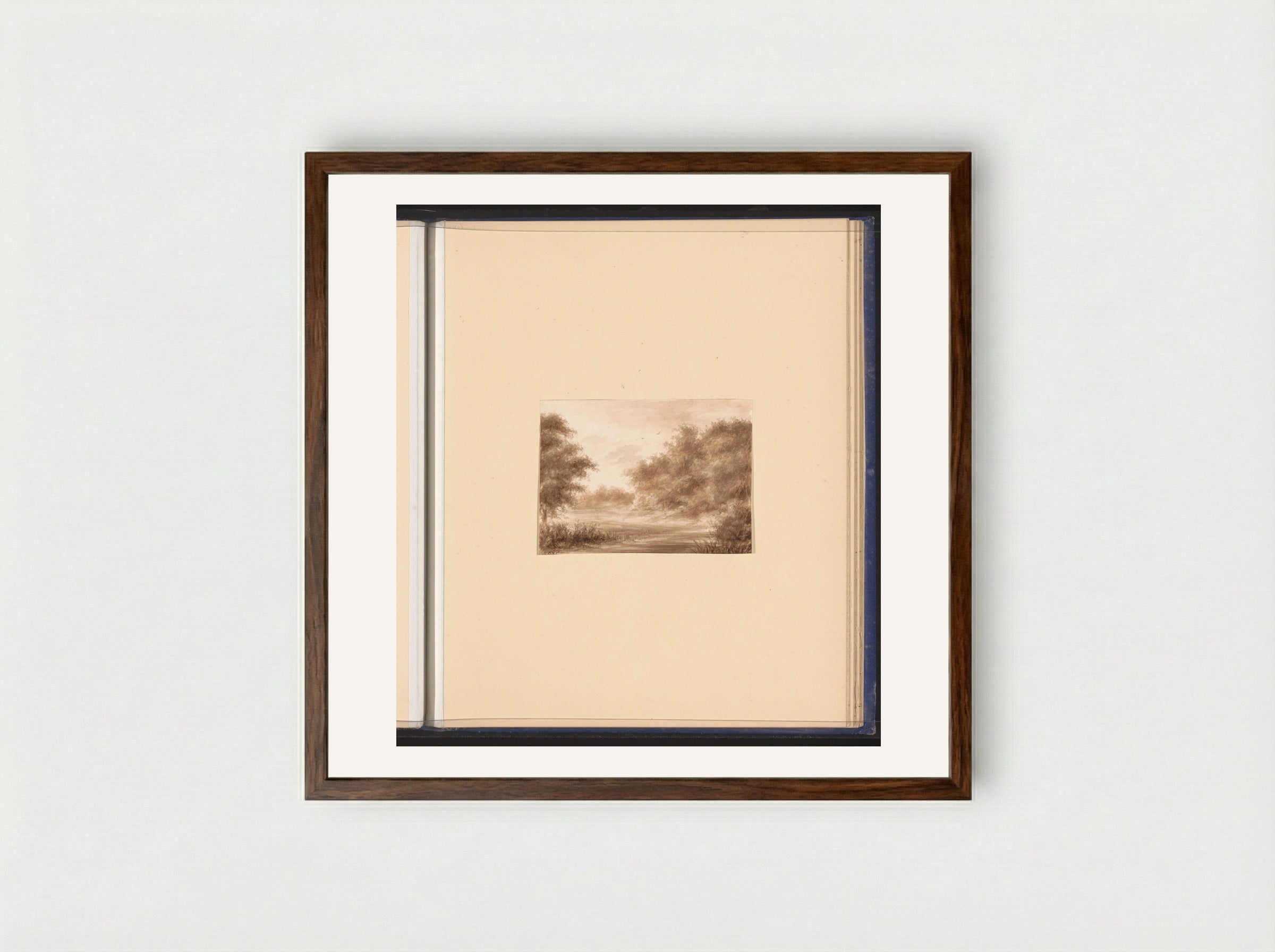 Landschap met rivier - Alexander Ver Huell - Framed Print Dark Wood