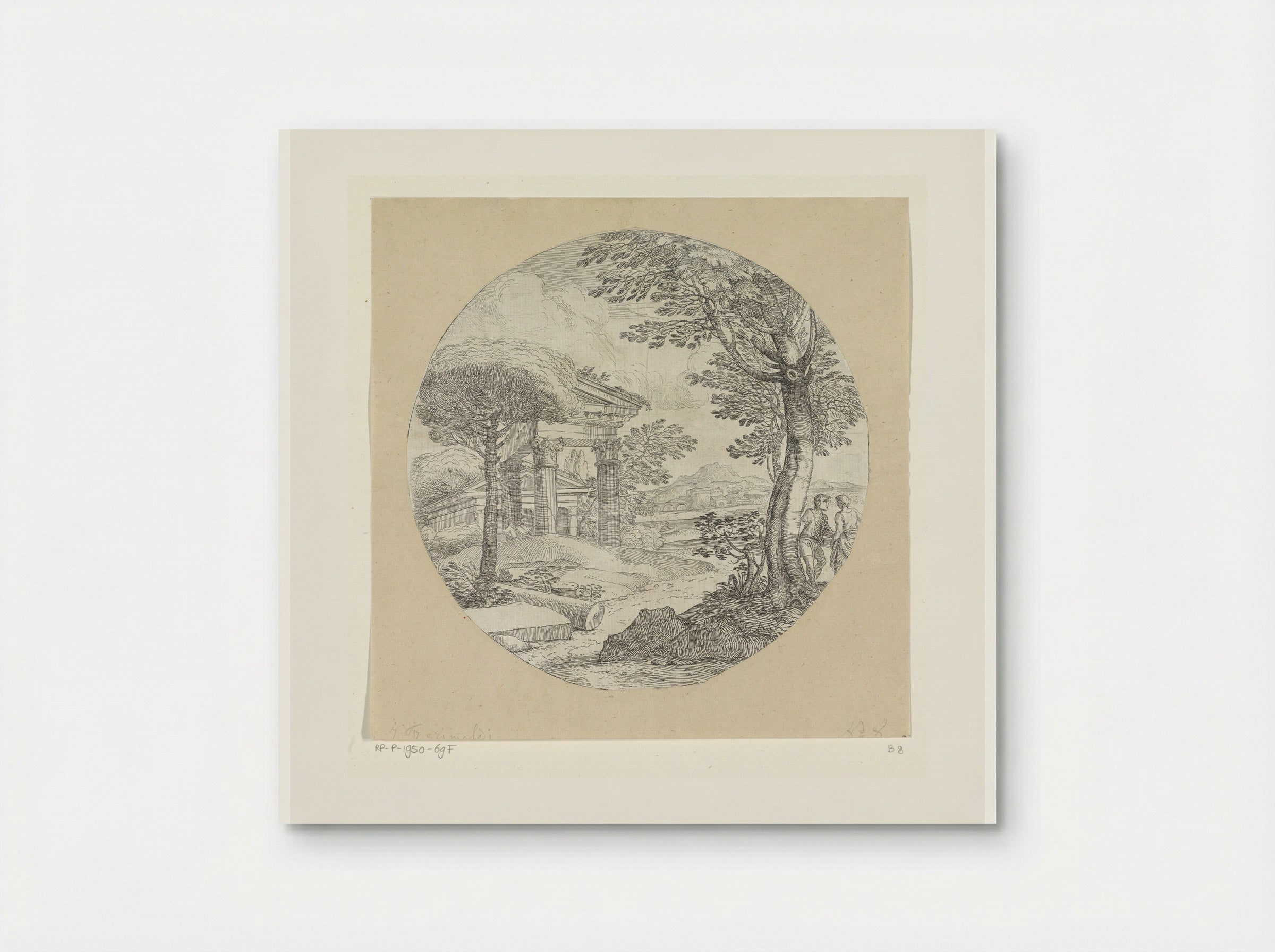 Landschap met ruïne van een tempel - Giovanni Francesco Grimaldi - Poster