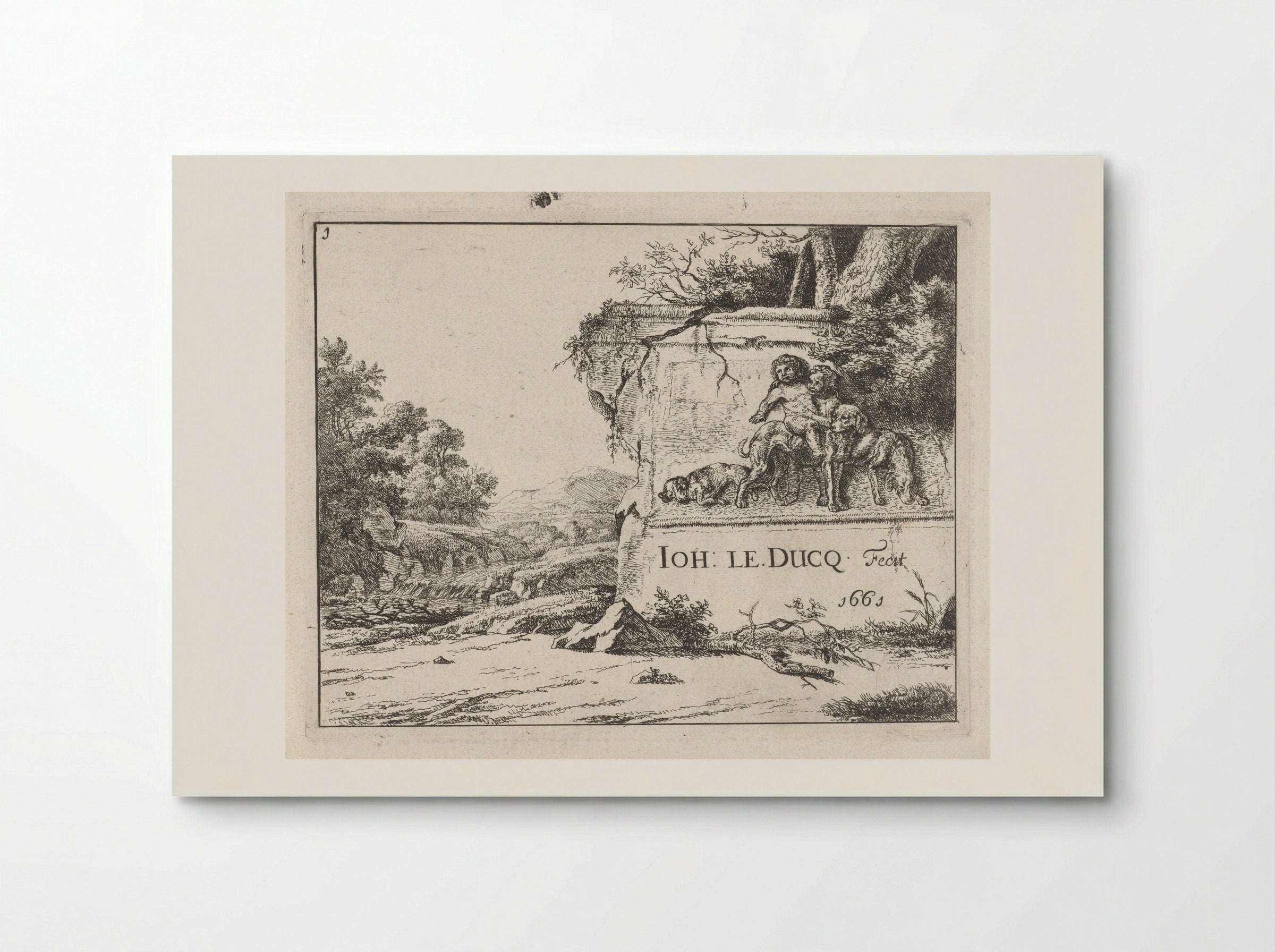 Landschap met ruïne - Johan le Ducq - Poster