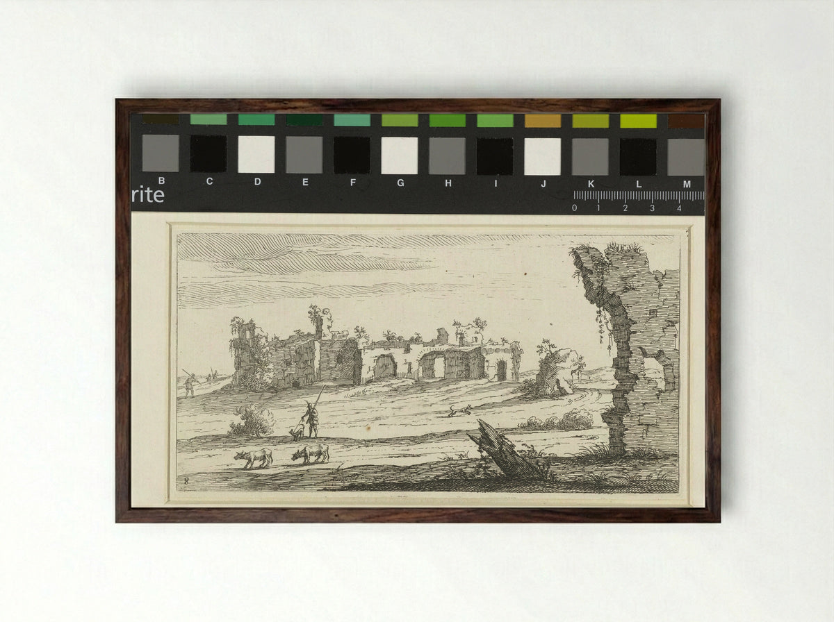 Landschap met ruïnes - Herman Weyen - Framed Print Dark Wood