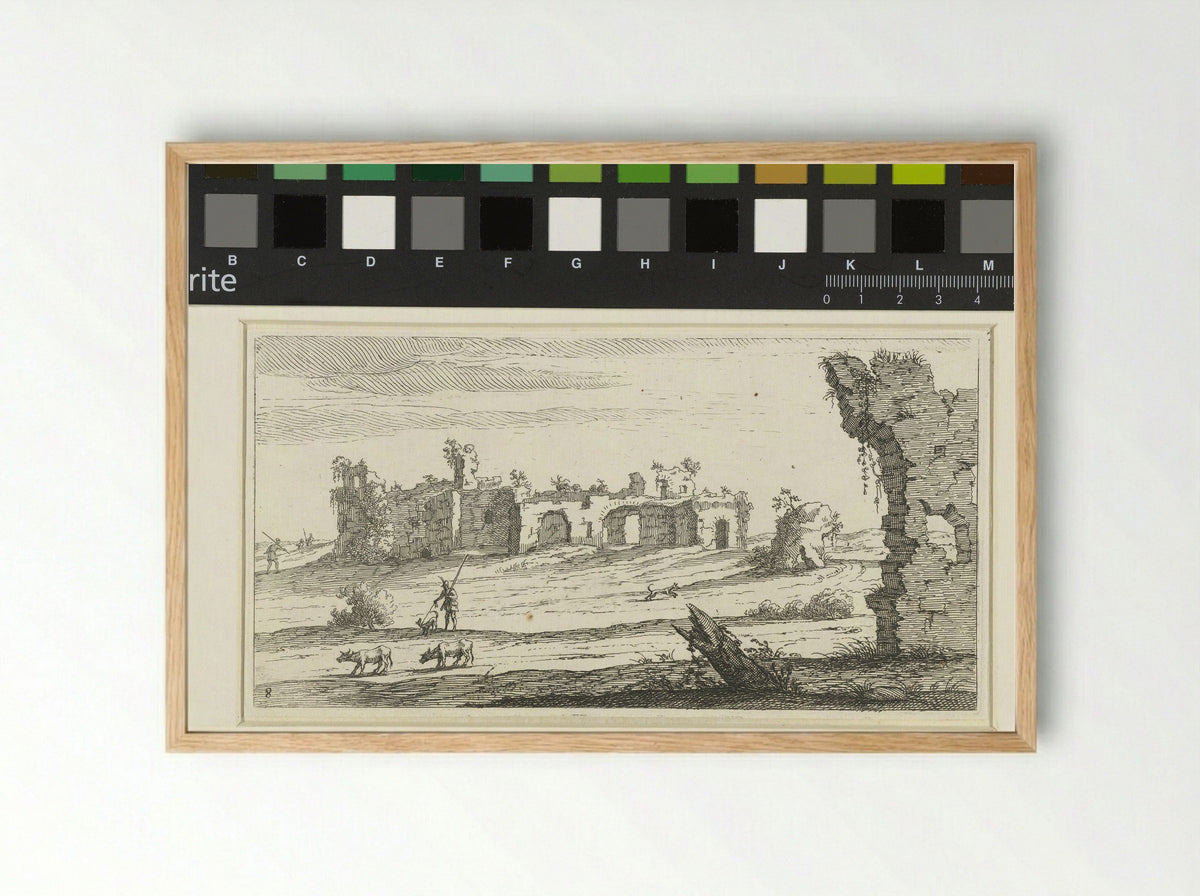Landschap met ruïnes - Herman Weyen - Framed Print Wood