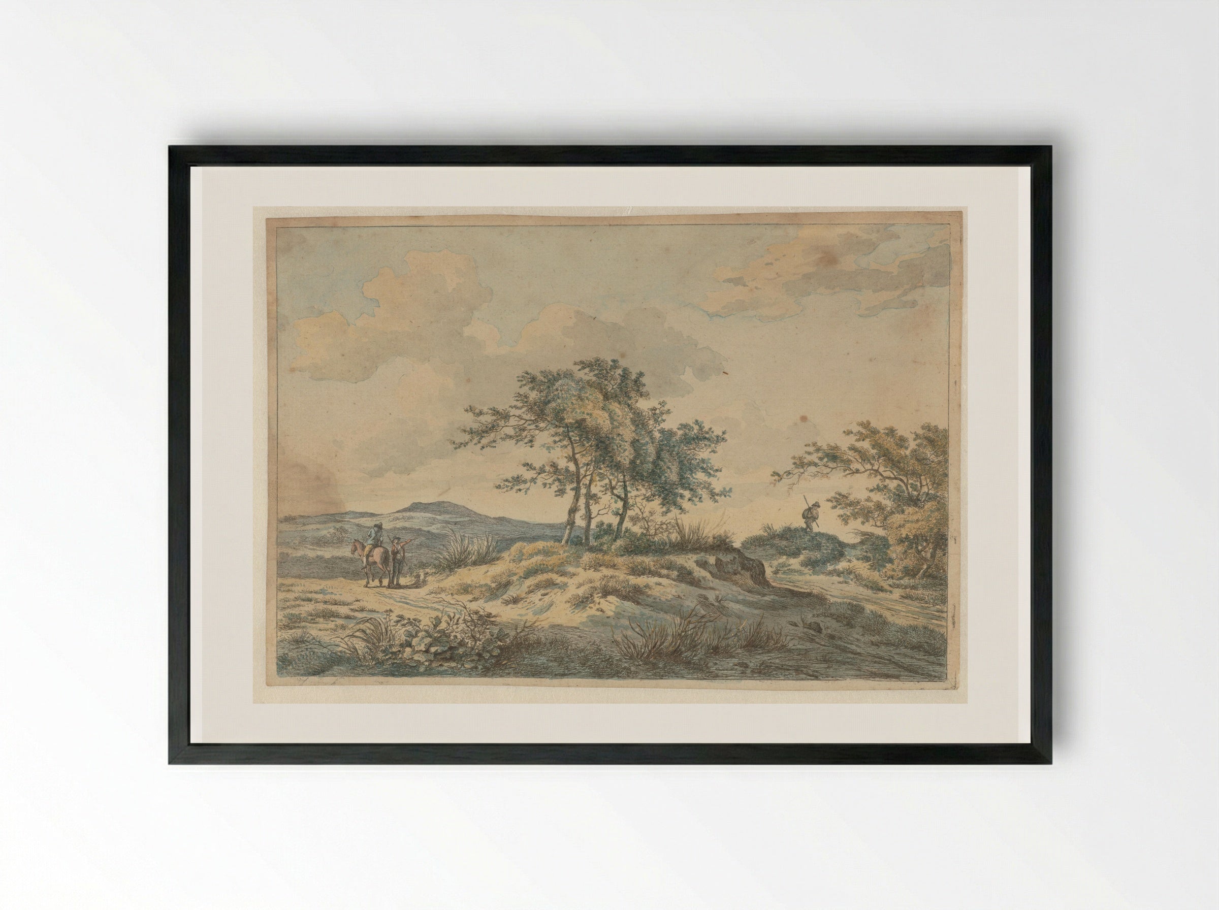 Landschap met ruiter en voetganger - Hermanus Fock - Framed Print Black