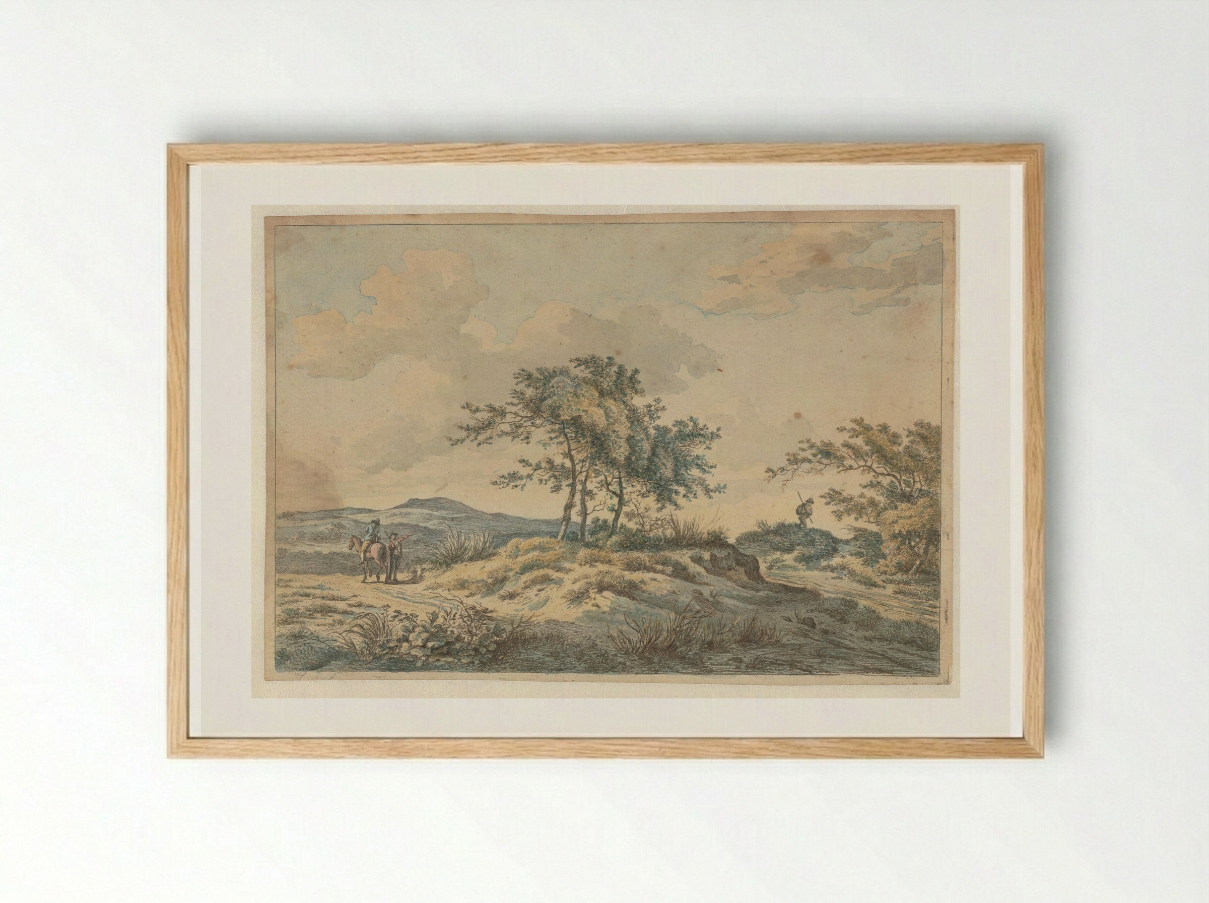 Landschap met ruiter en voetganger - Hermanus Fock - Framed Print Wood