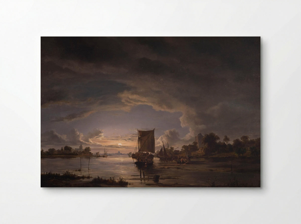 Landschap met rustende figuren onder bomen bij een water - Jacobus Theodorus Abels - Poster