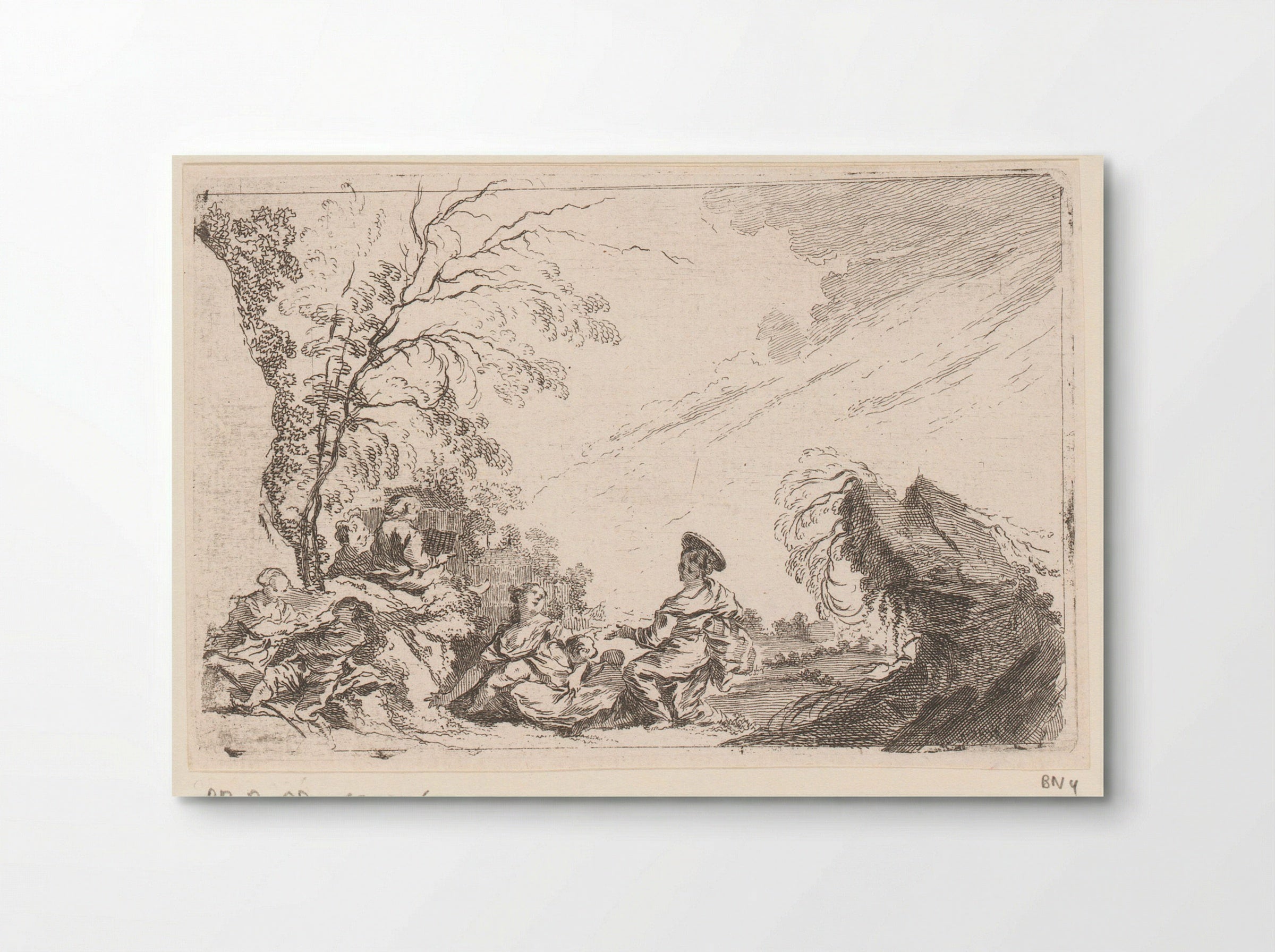 Landschap met rustende personen - Jacques-Philippe Le Bas - Poster