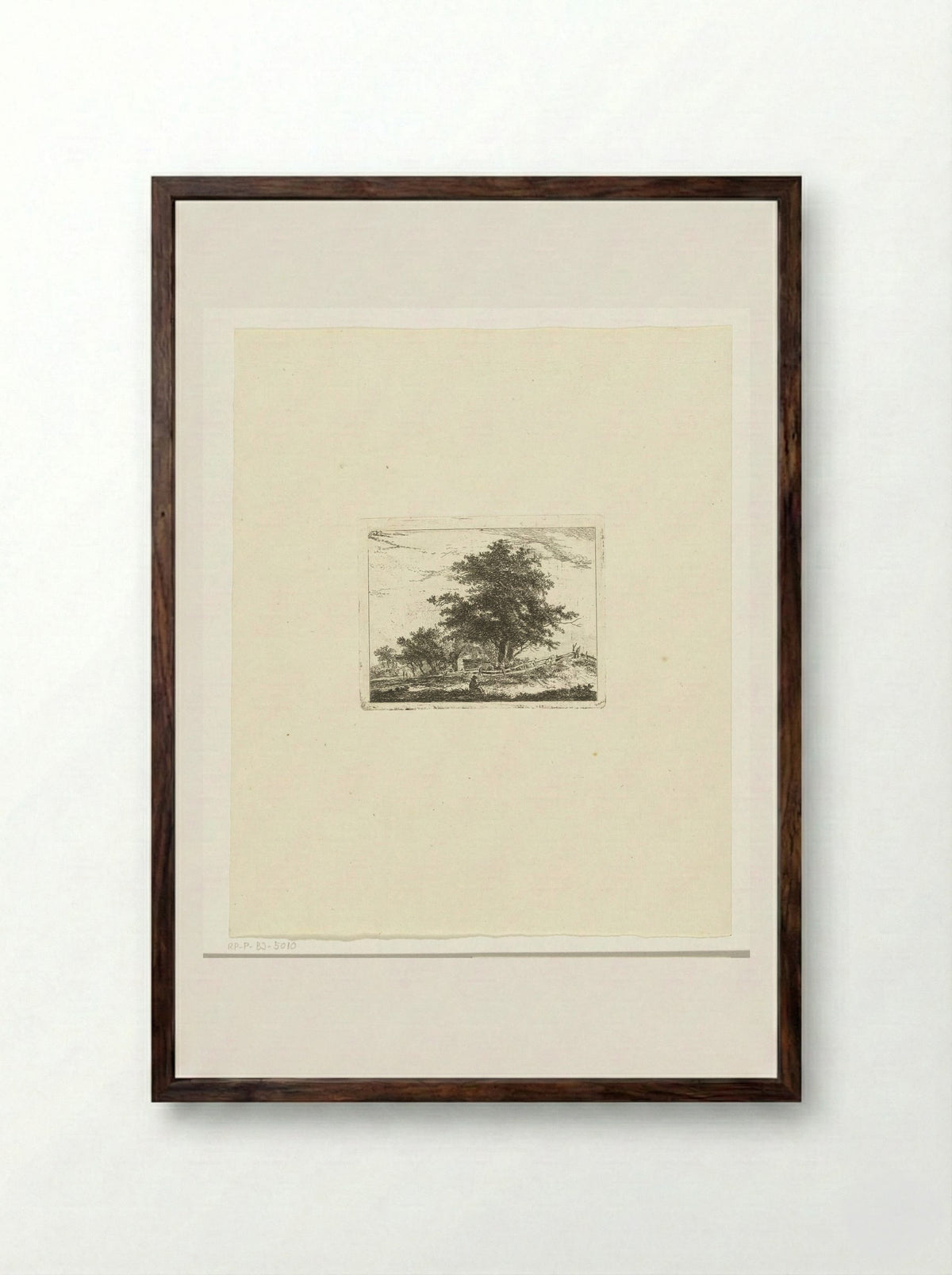Landschap met rustende wandelaar - Hermanus van Brussel - Framed Print Dark Wood