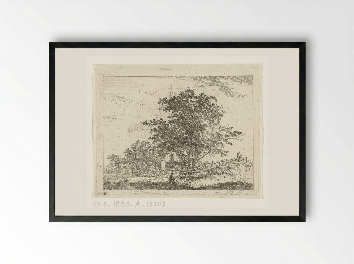 Landschap met rustende wandelaars - Hermanus van Brussel - Framed Print Black