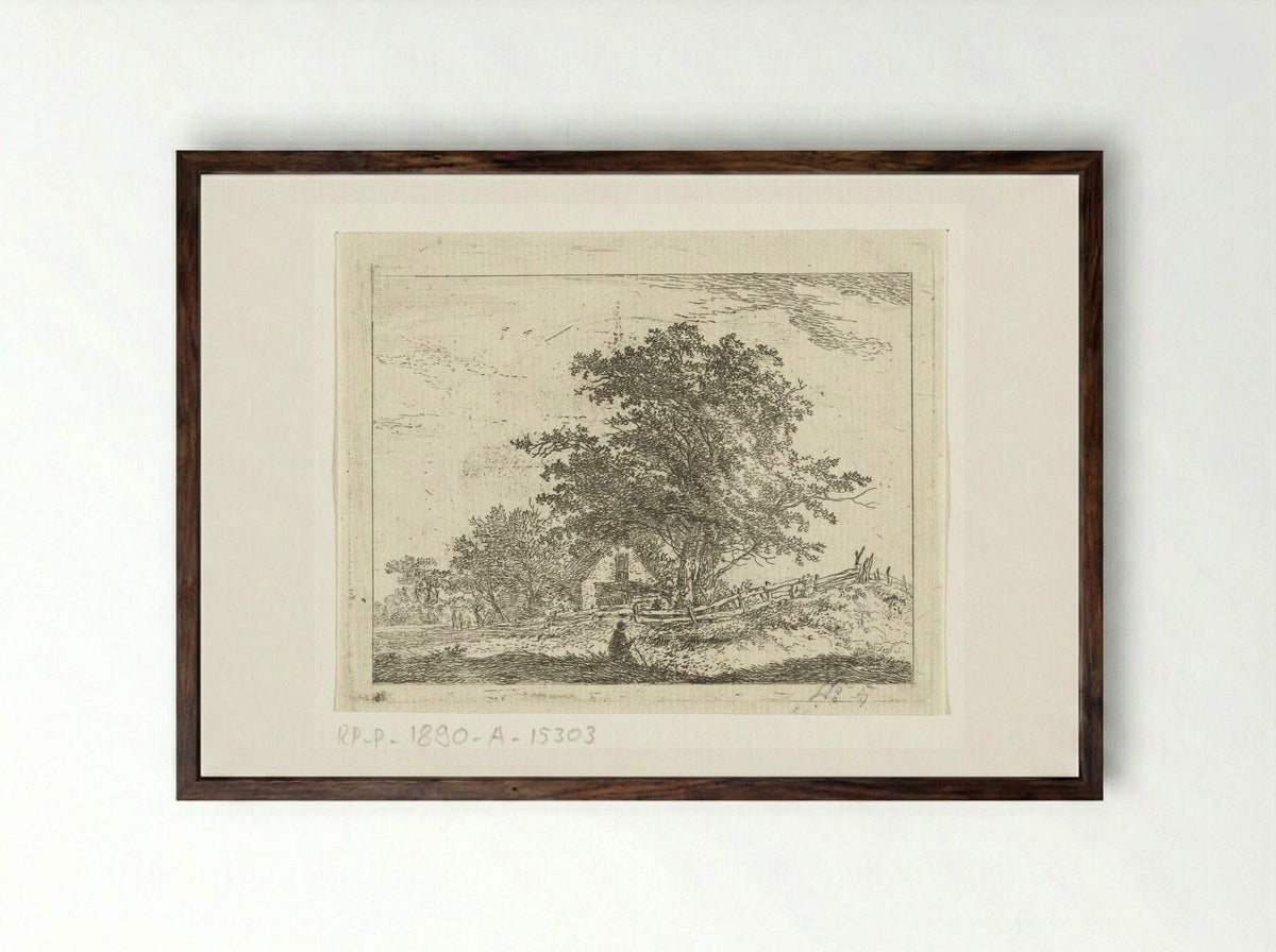Landschap met rustende wandelaars - Hermanus van Brussel - Framed Print Dark Wood