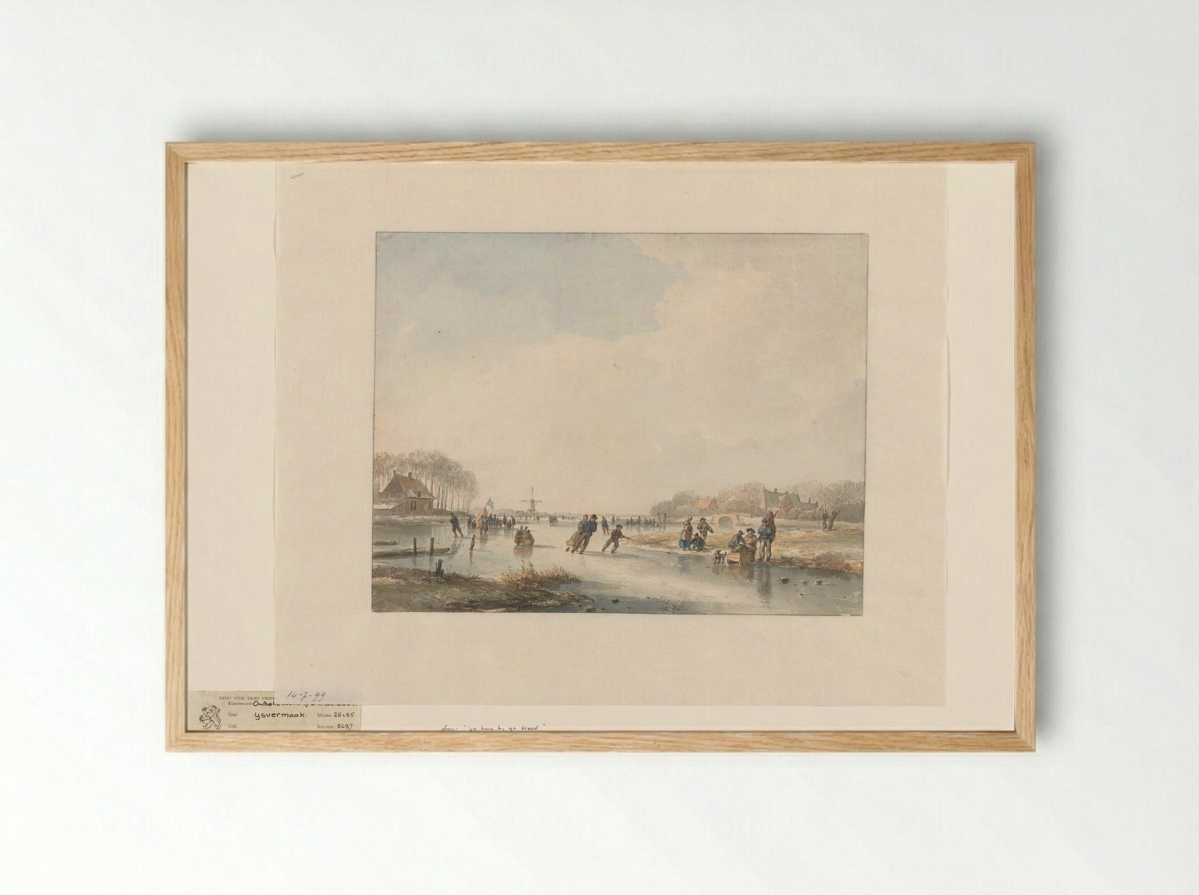Landschap met schaatsenrijders - Andreas Schelfhout - Framed Print Wood