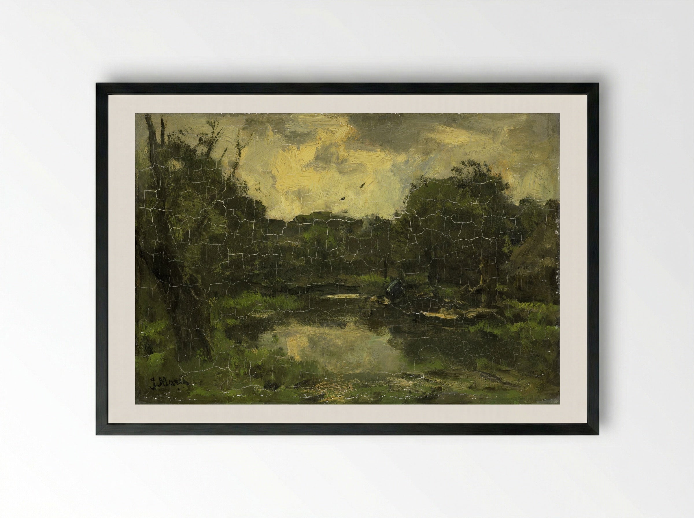 Landschap met schuit - Jacob Maris - Framed Print Black