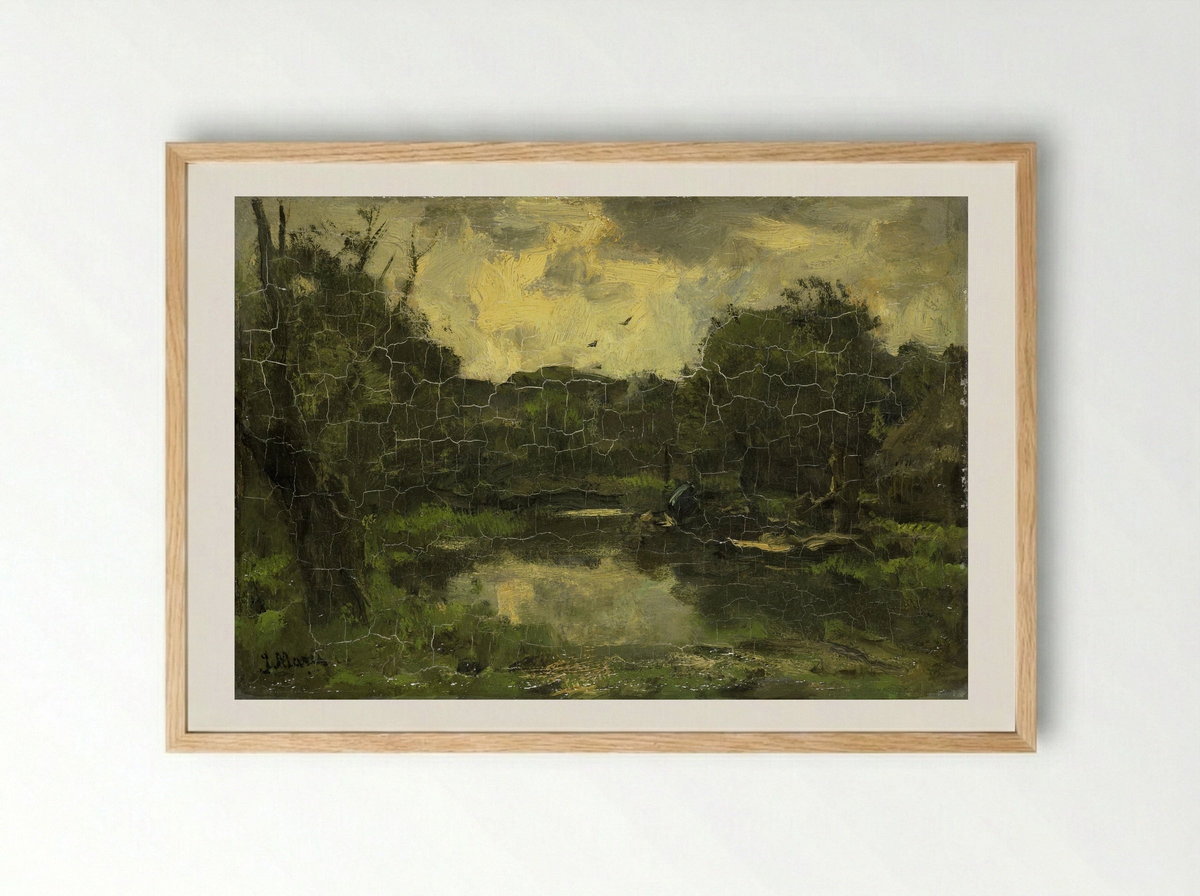 Landschap met schuit - Jacob Maris - Framed Print Wood
