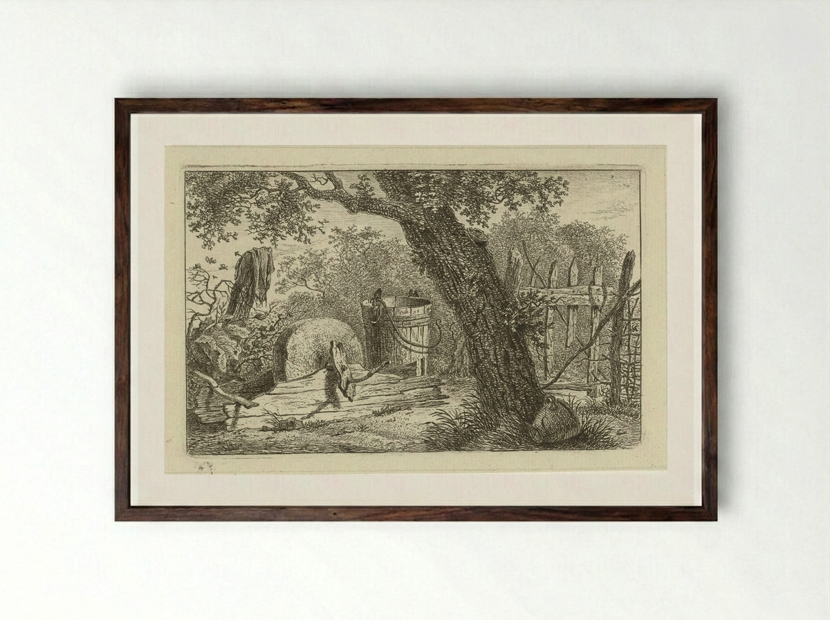 Landschap met slijpsteen - Hermanus Fock - Framed Print Dark Wood