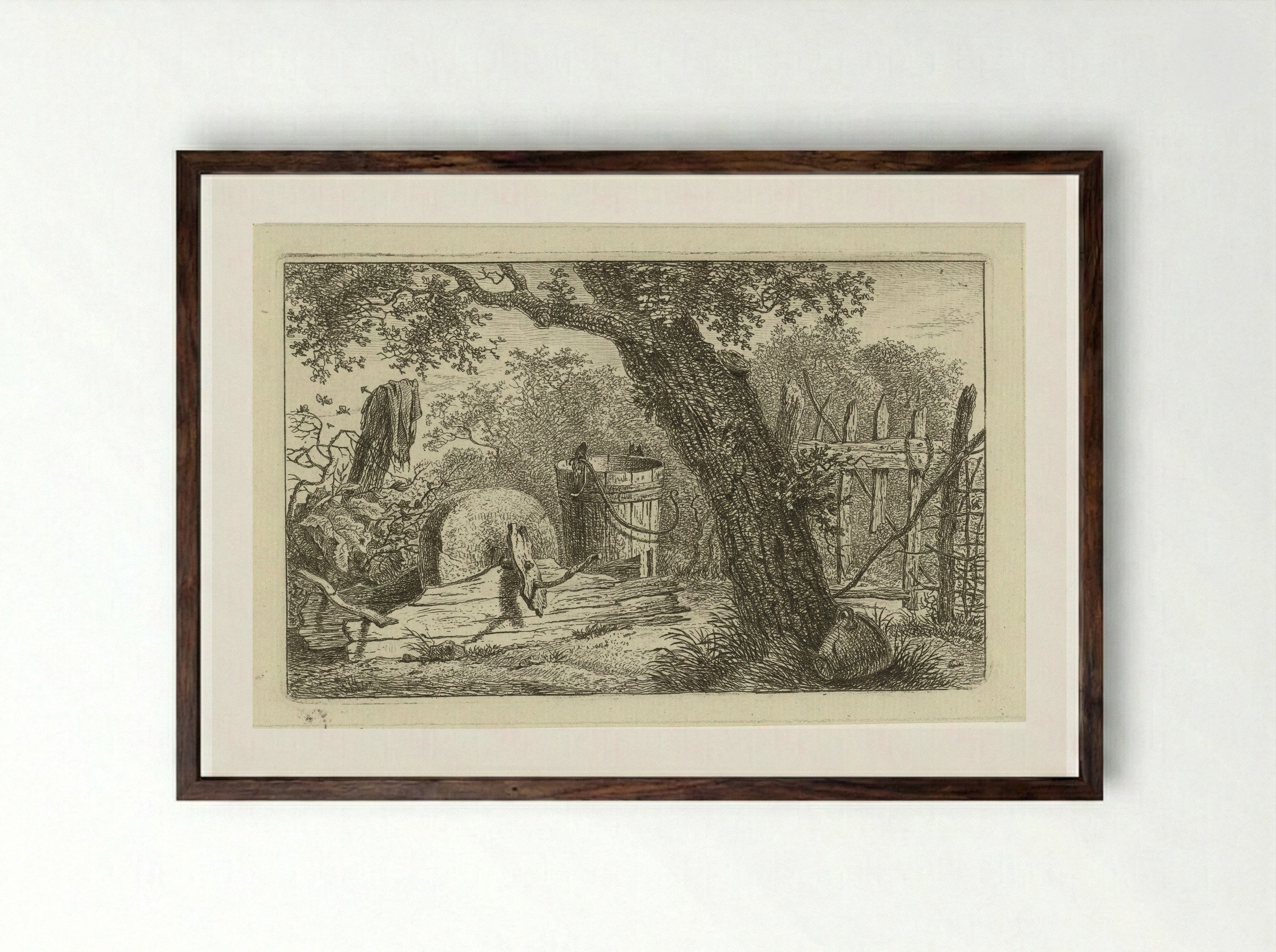 Landschap met slijpsteen - Hermanus Fock - Framed Print Dark Wood