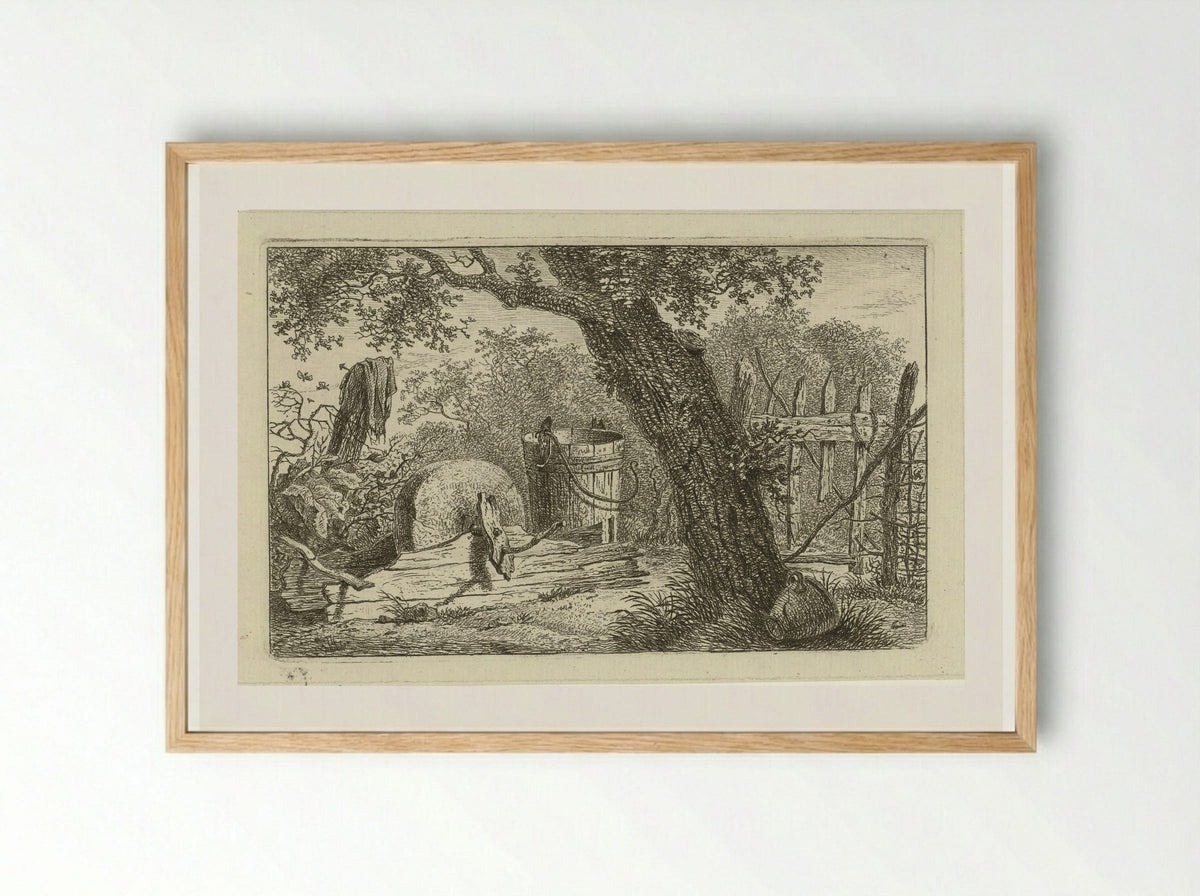 Landschap met slijpsteen - Hermanus Fock - Framed Print Wood
