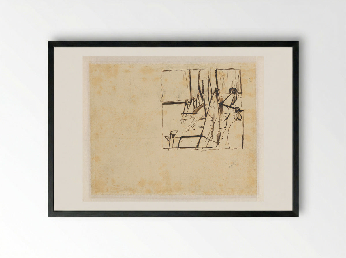 Landschap met staande figuren en hanenkoppen - Herman Kruyder - Framed Print Black