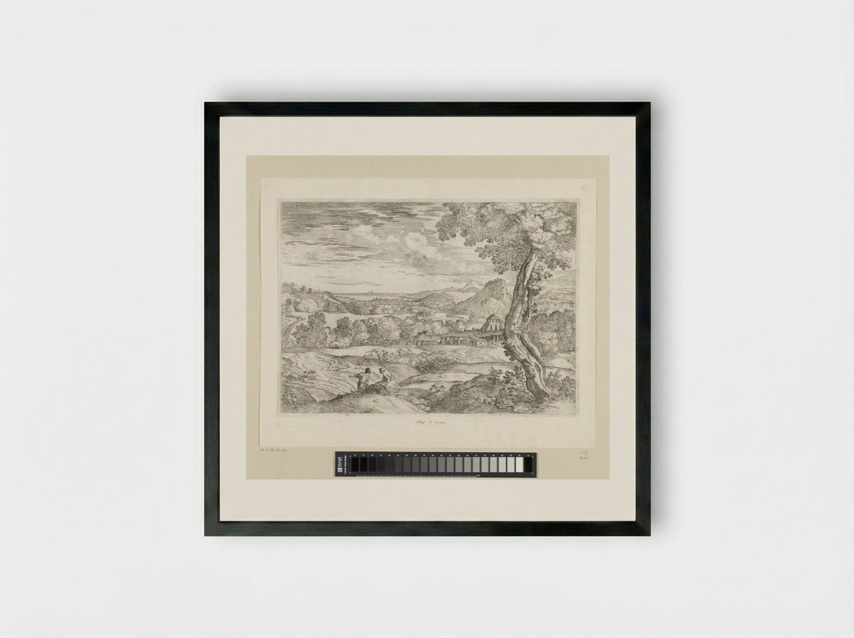 Landschap met steenfabriek - Giovanni Francesco Grimaldi - Framed Print Black