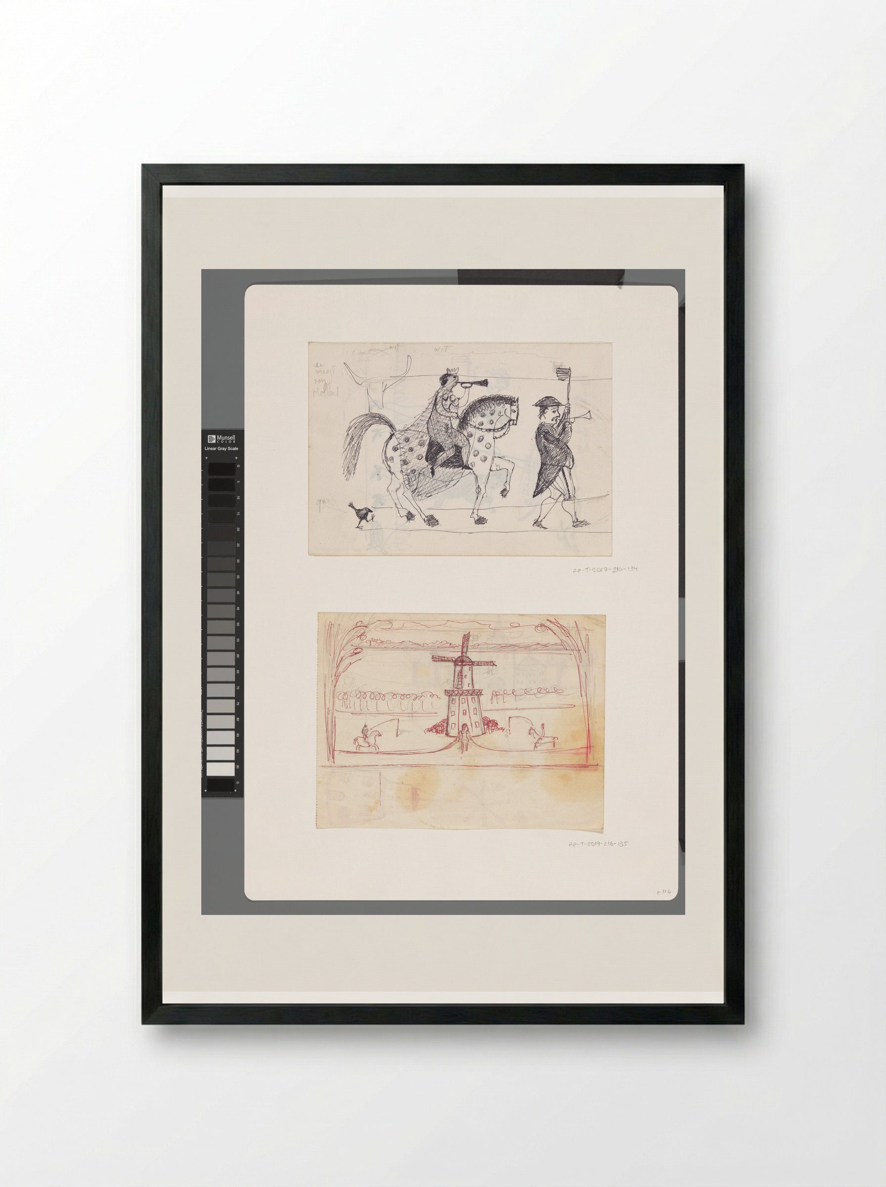 Landschap met stellingmolen en figuren - Willem Westbroek - Framed Print Black