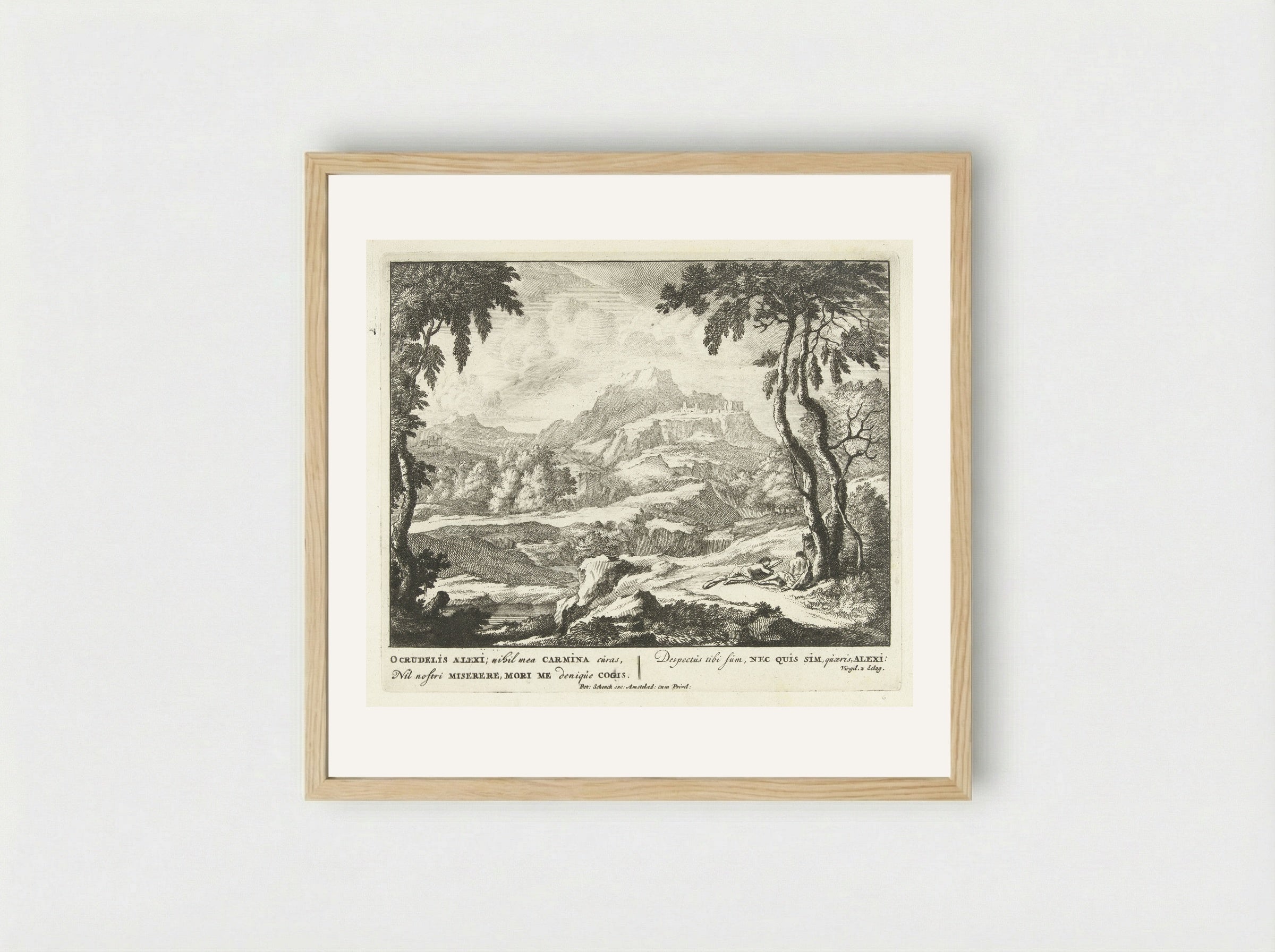 Landschap met twee herders bij een boom - Jan van Call (I) - Framed Print Wood