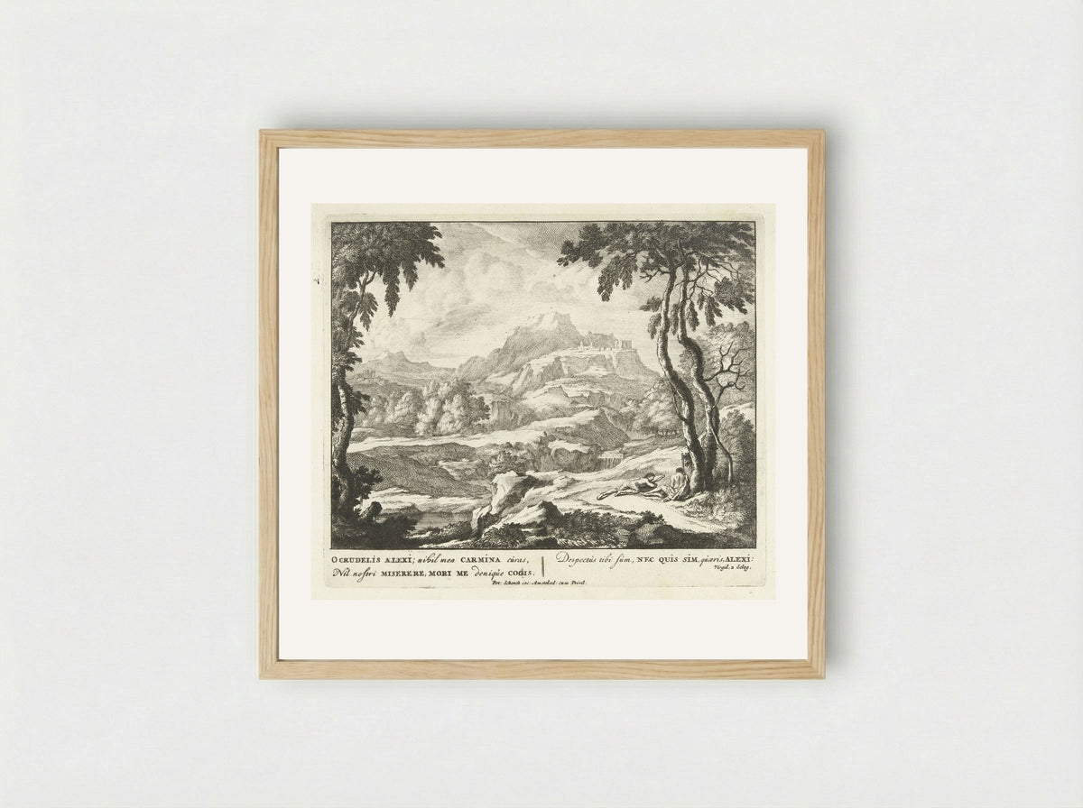 Landschap met twee herders bij een boom - Jan van Call (I) - Framed Print Wood
