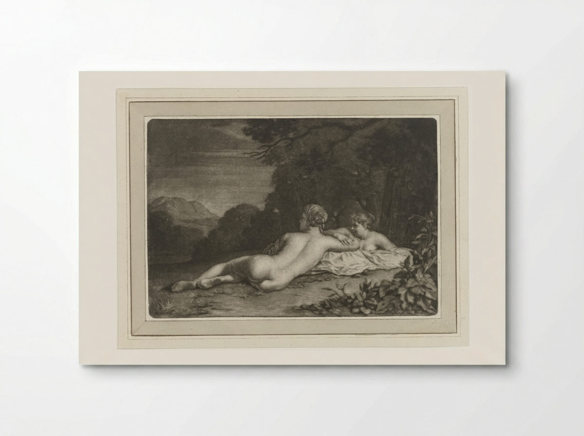 Landschap met twee nimfen - Gerard Valck - Poster