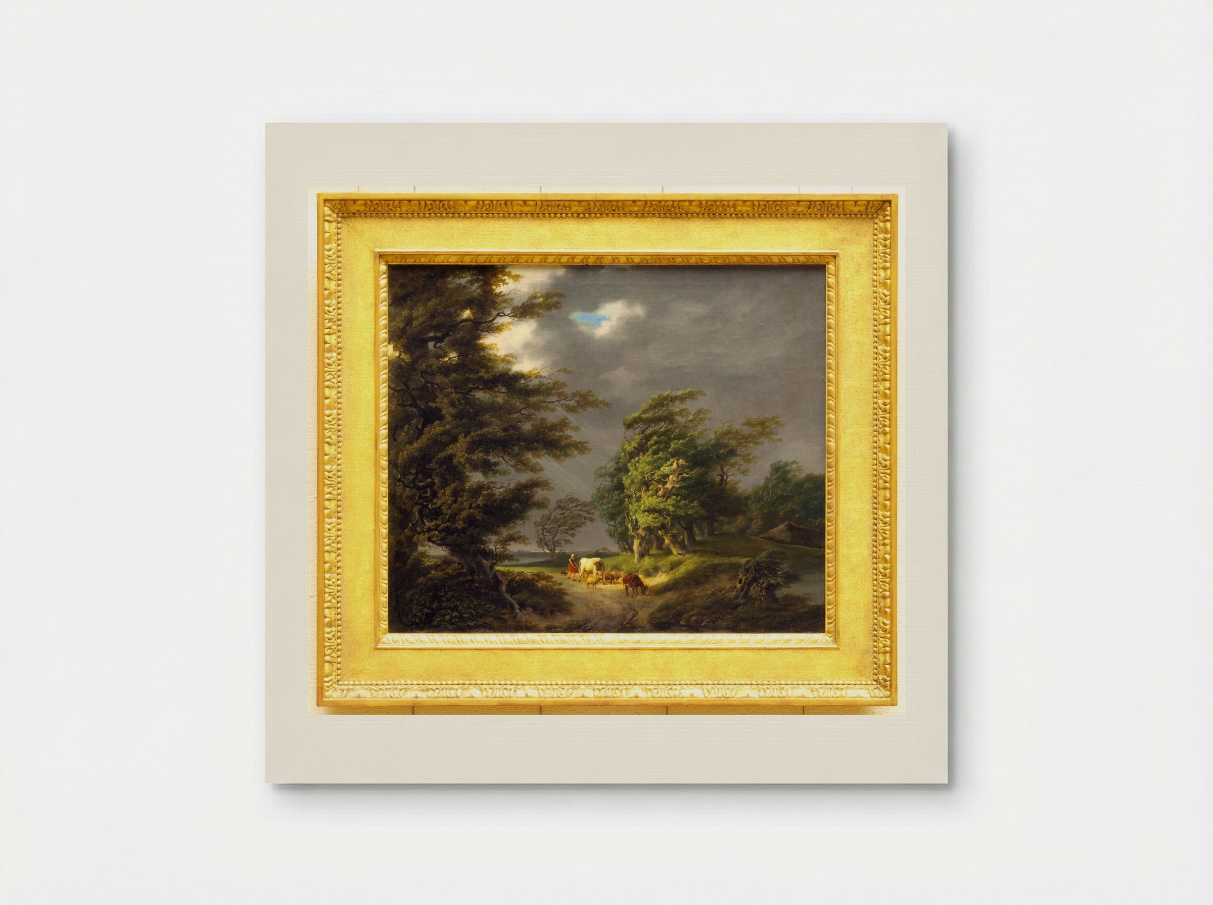Landschap met twee wandelaars bij een hutje - Hermanus van Brussel - Poster