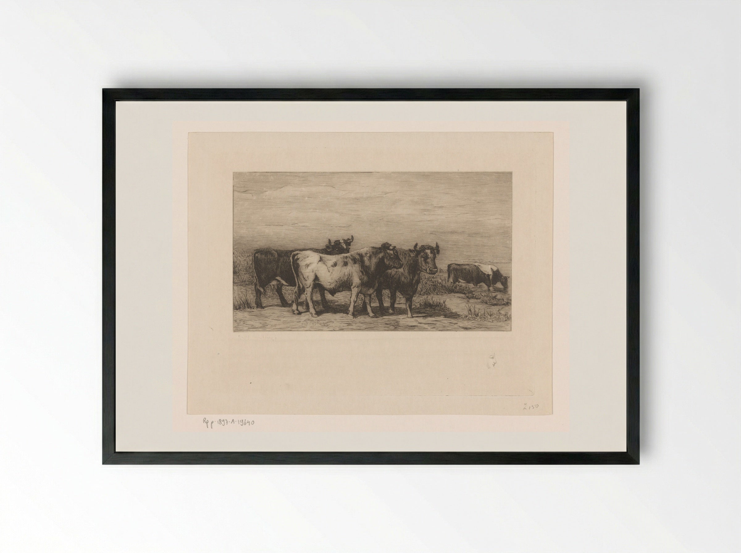 Landschap met vee - Philip Zilcken - Framed Print Black