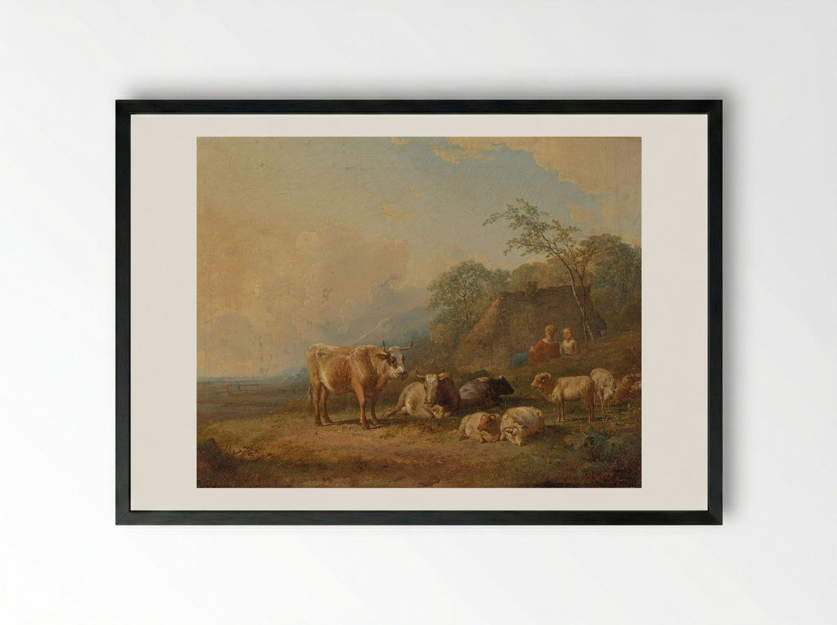 Landschap met vee - James de Rijk - Framed Print Black