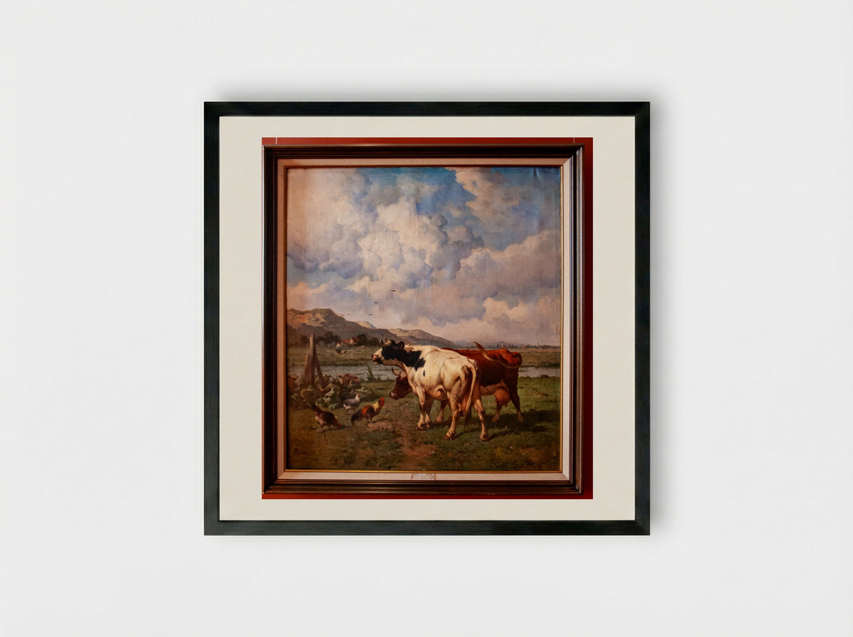 Landschap met vee - Louis Robbe - Framed Print Black