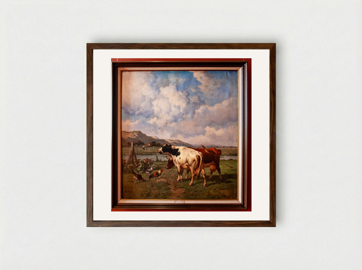 Landschap met vee - Louis Robbe - Framed Print Dark Wood