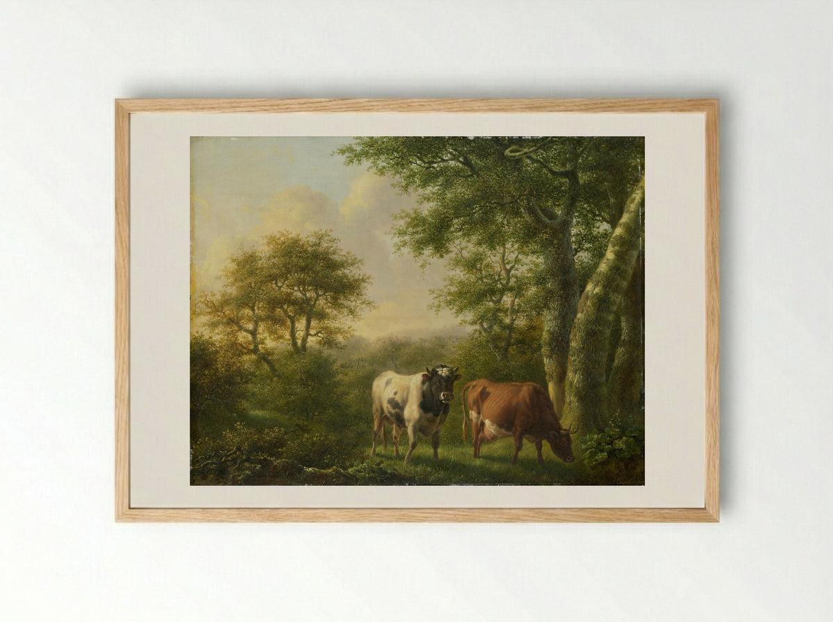 Landschap met vee - Adolf Karel Maximiliaan Engel - Framed Print Wood