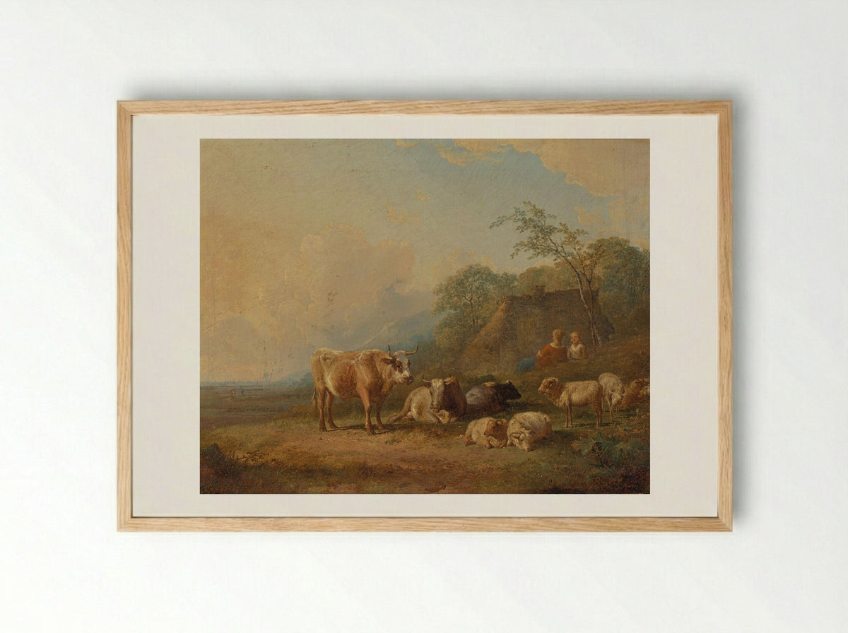 Landschap met vee - James de Rijk - Framed Print Wood