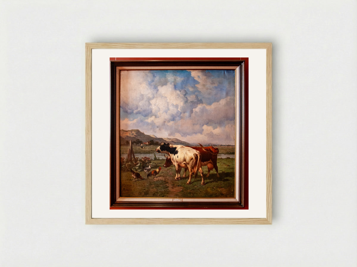 Landschap met vee - Louis Robbe - Framed Print Wood