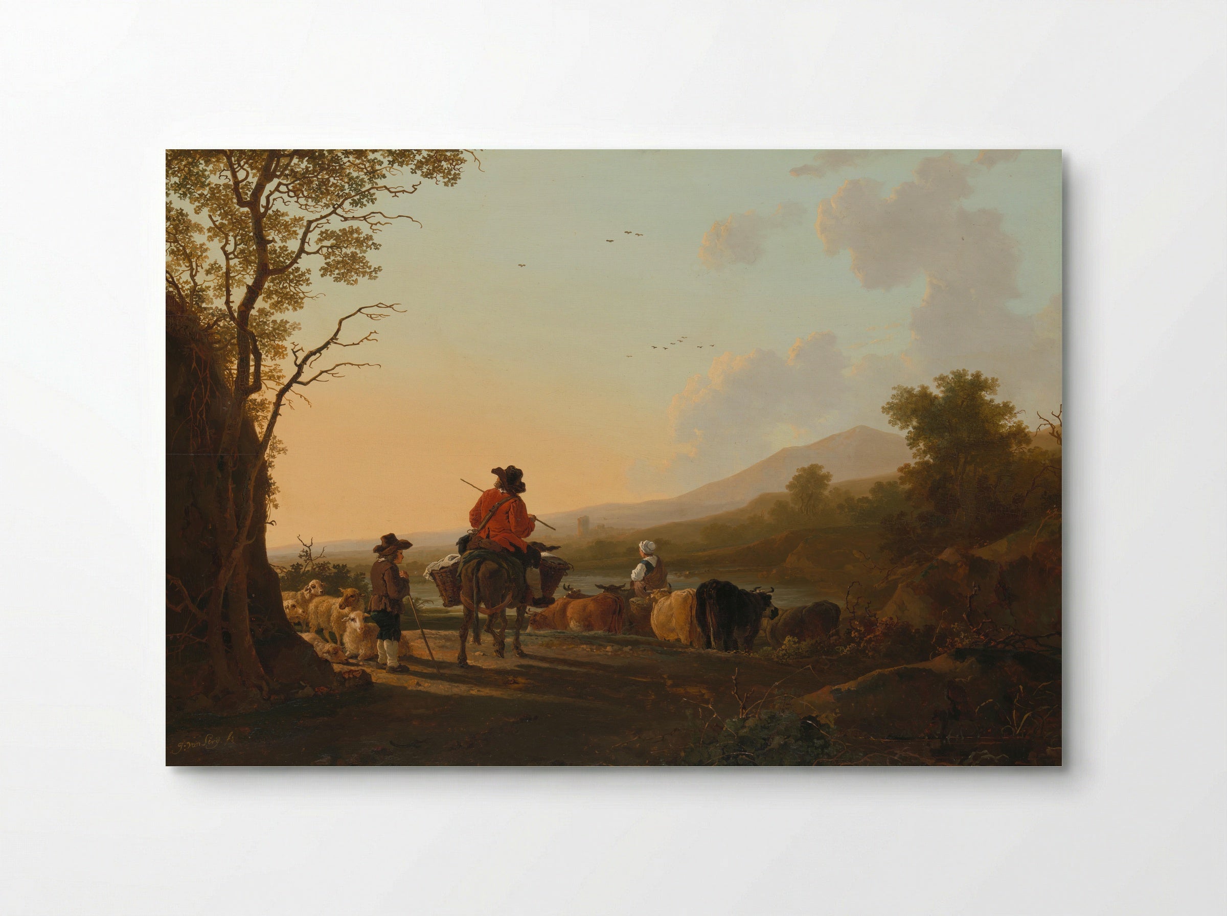 Landschap met veedrijver en schaapherder - Jacob van Strij - Poster