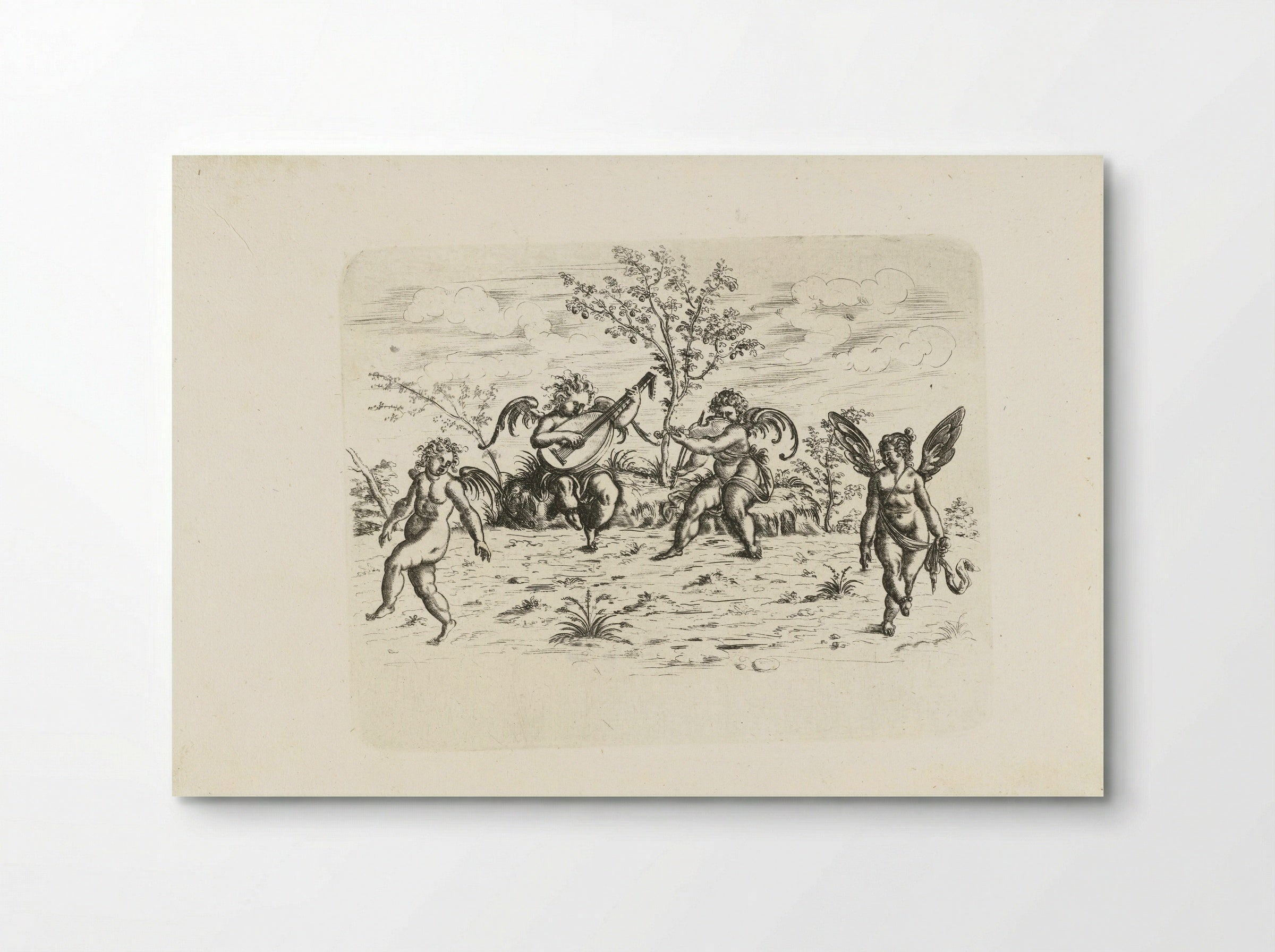 Landschap met vier putti - Christoph Jamnitzer - Poster