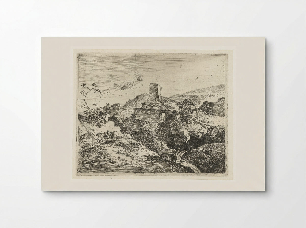 Landschap met vierkante toren - Adam Pijnacker - Poster