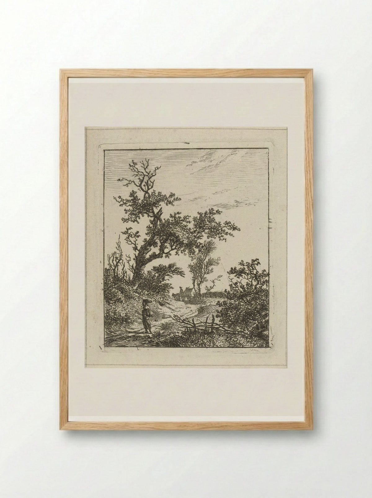 Landschap met vrouw en kar - Hermanus Fock - Framed Print Wood