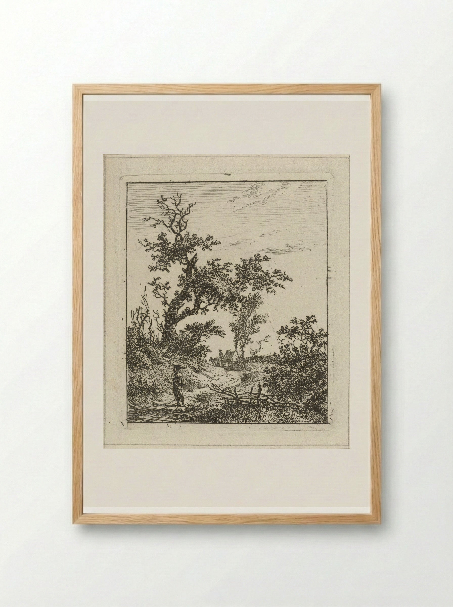 Landschap met vrouw en kar - Hermanus Fock - Framed Print Wood