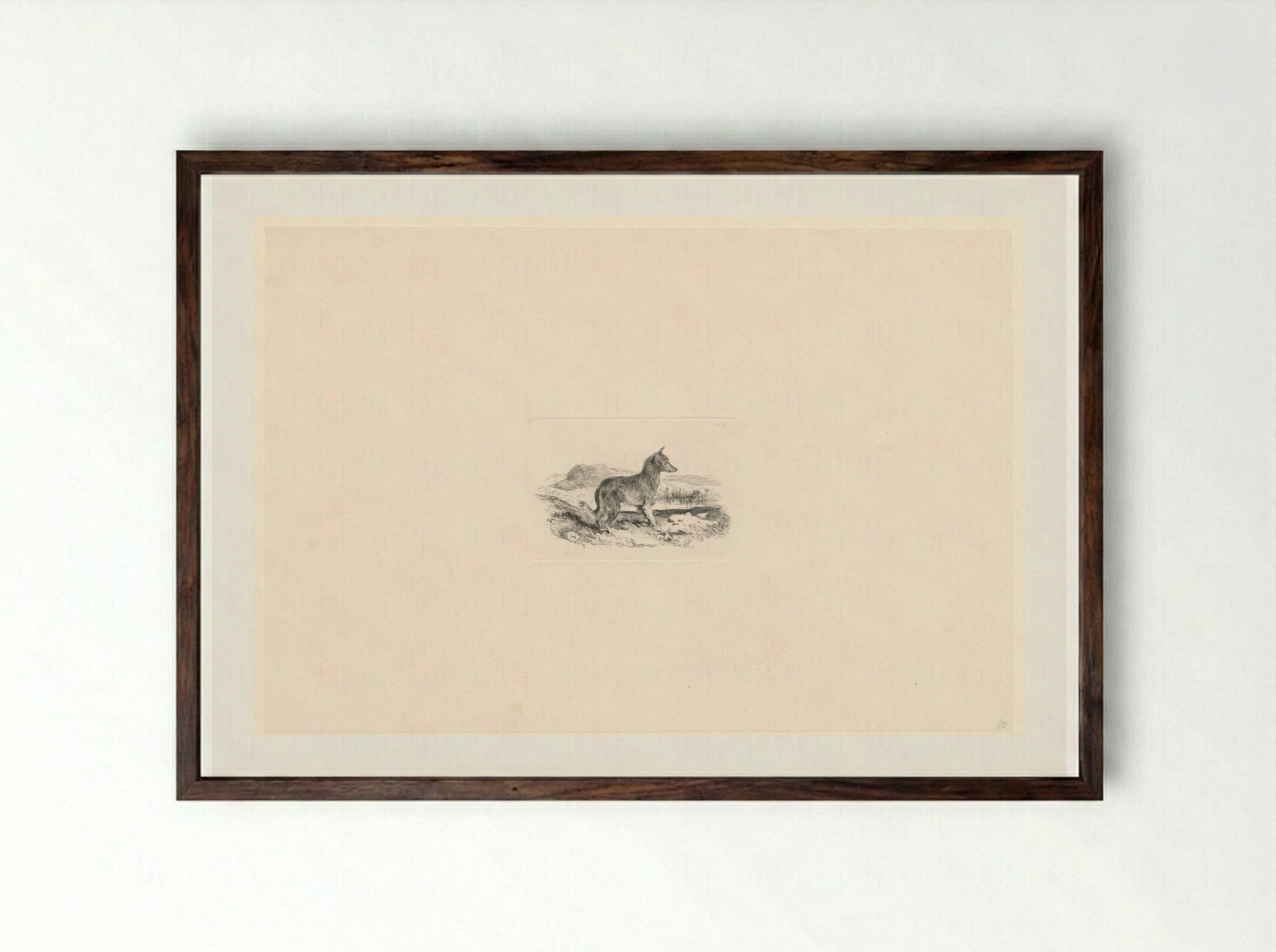 Landschap met waakhond - Edwin Henry Landseer - Framed Print Dark Wood