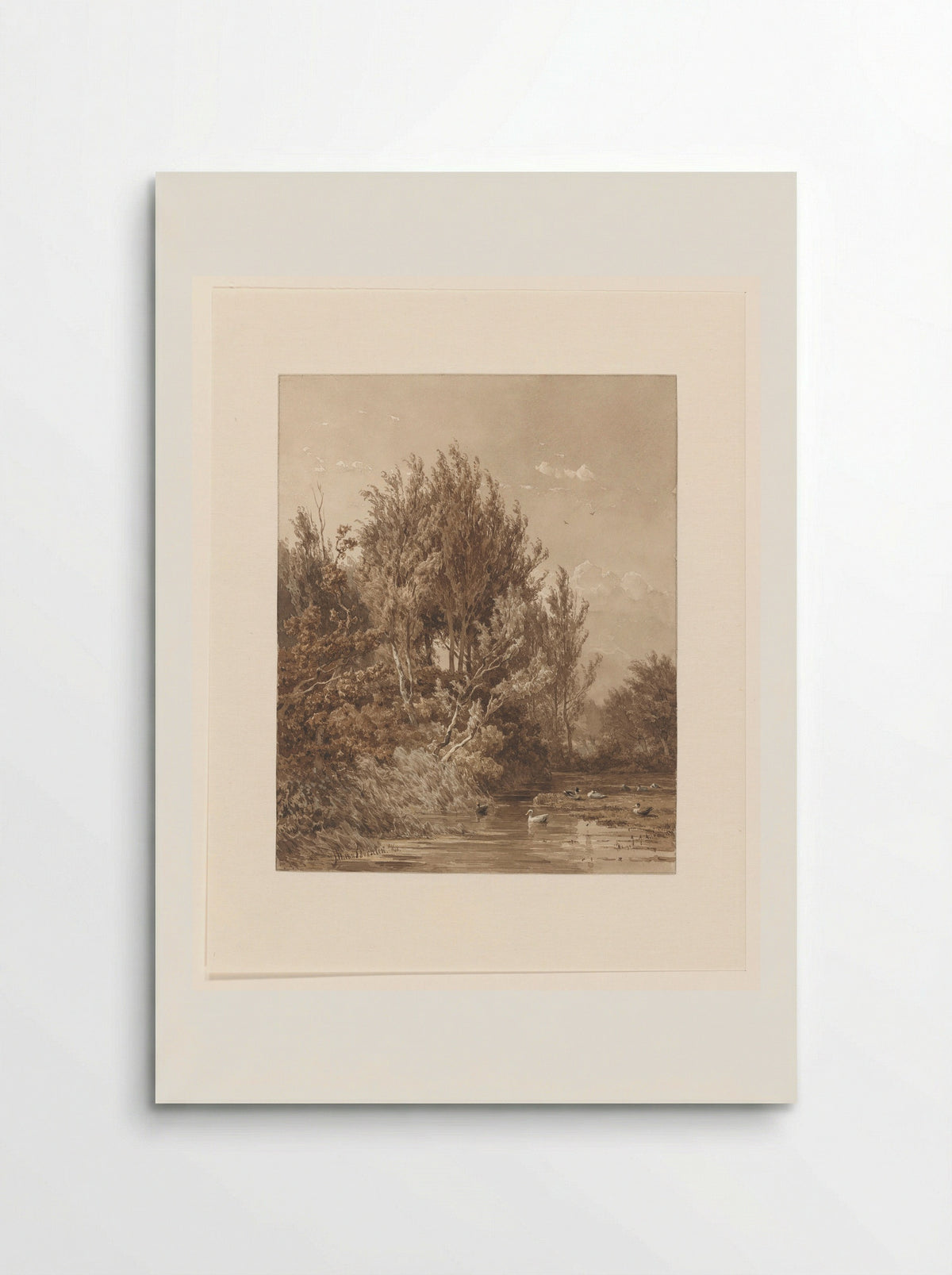 Landschap met water met eenden - Jan Willem van Borselen - Poster