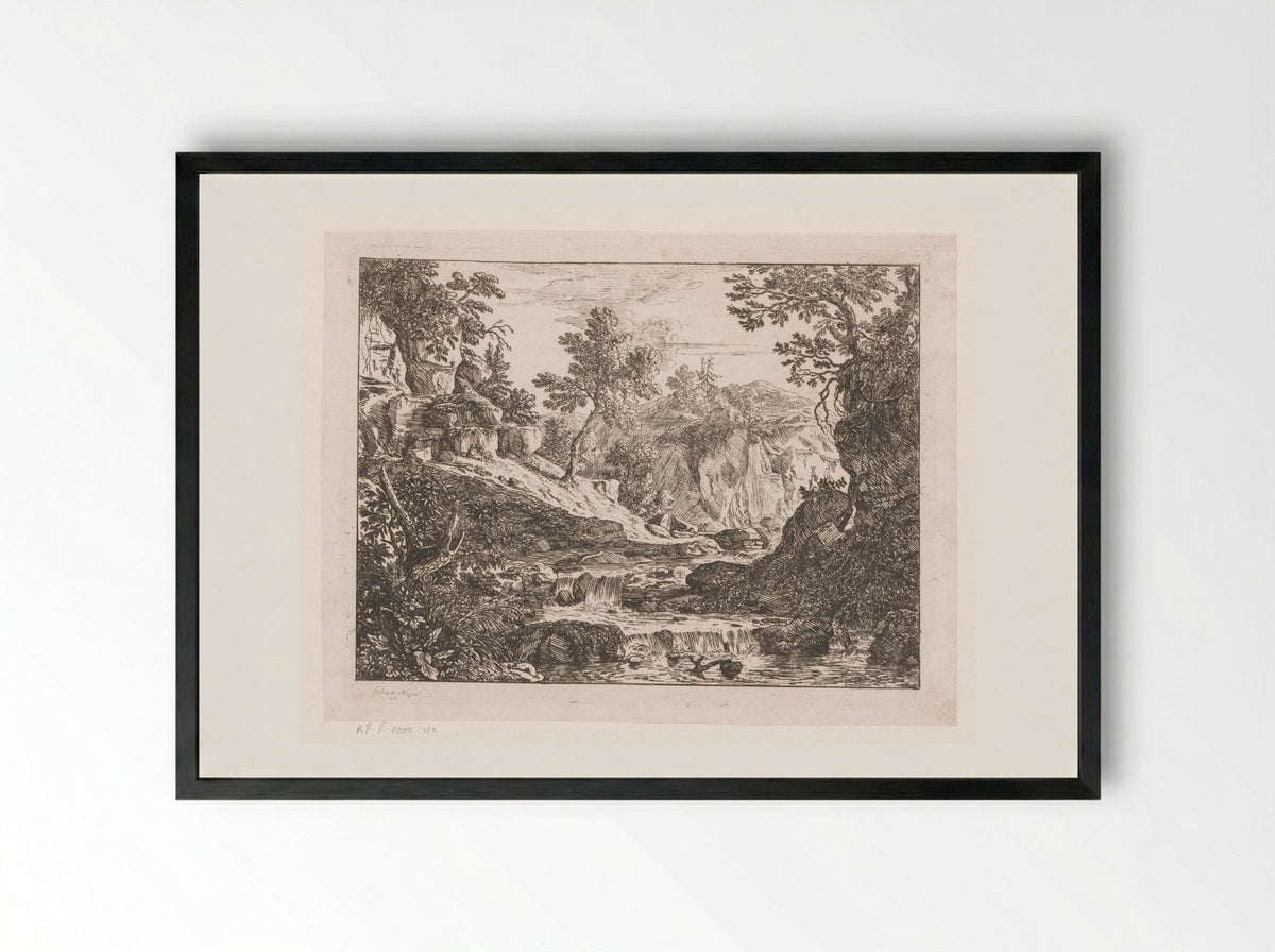 Landschap met watervallen - Felix Meyer - Framed Print Black