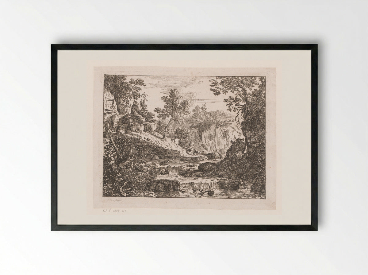 Landschap met watervallen - Felix Meyer - Framed Print Black